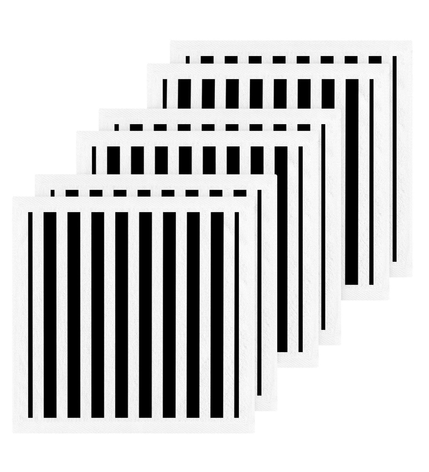 ALAZA Black White Stripes Wash Cloth Set - 6 Pack of Cotton Face Cloths for Soft Feel and High Absorbency - Buy Online on GoSupps.com
