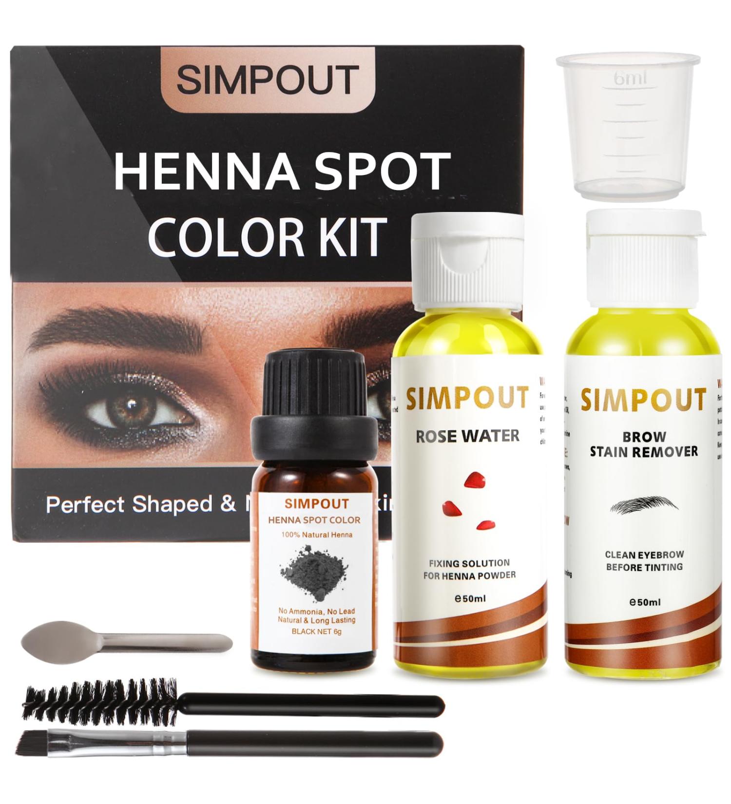 Natural Henna Hair Kit - Ammonia & Lead-Free Henna Powder with Rose Water & Brow Stain Remover for Salon & Home Use - Black - Buy Online on GoSupps.com
