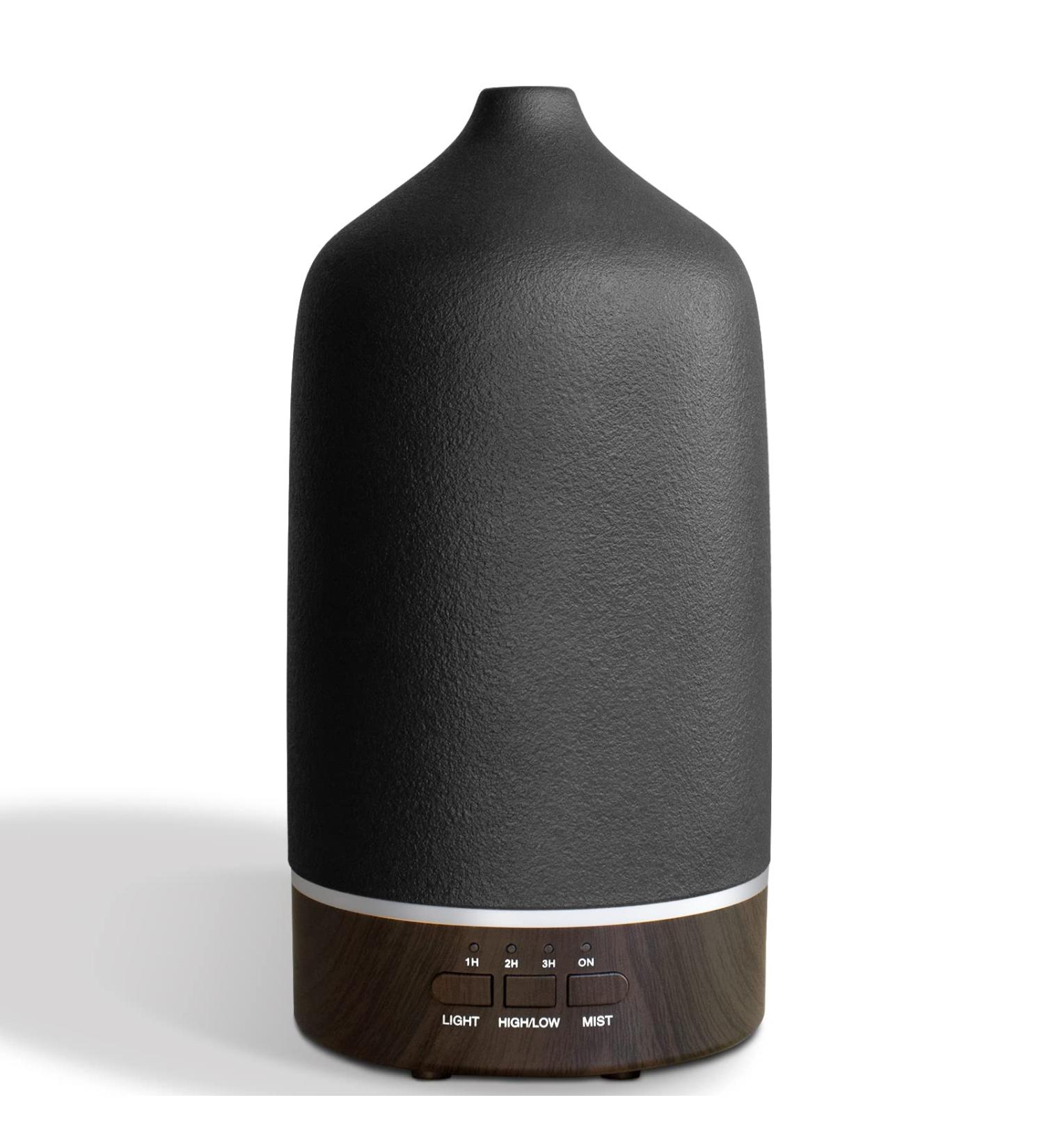 300ML Ceramic Ultrasonic Aromatherapy Diffuser & Humidifier - Quiet Essential Oil Infuser with 7 Lights for Large Room - Black - Buy Online on GoSupps.com