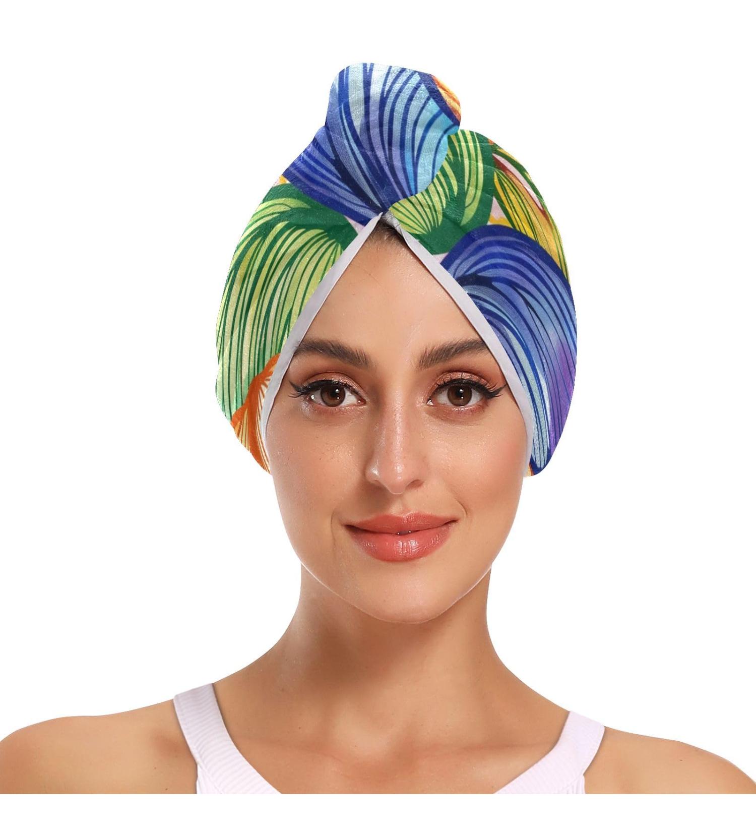 Colorful Butterfly Hair Towels 2 Pack | Super Absorbent Quick Dry Hair Turbans for Women & Girls - Buy Online on GoSupps.com