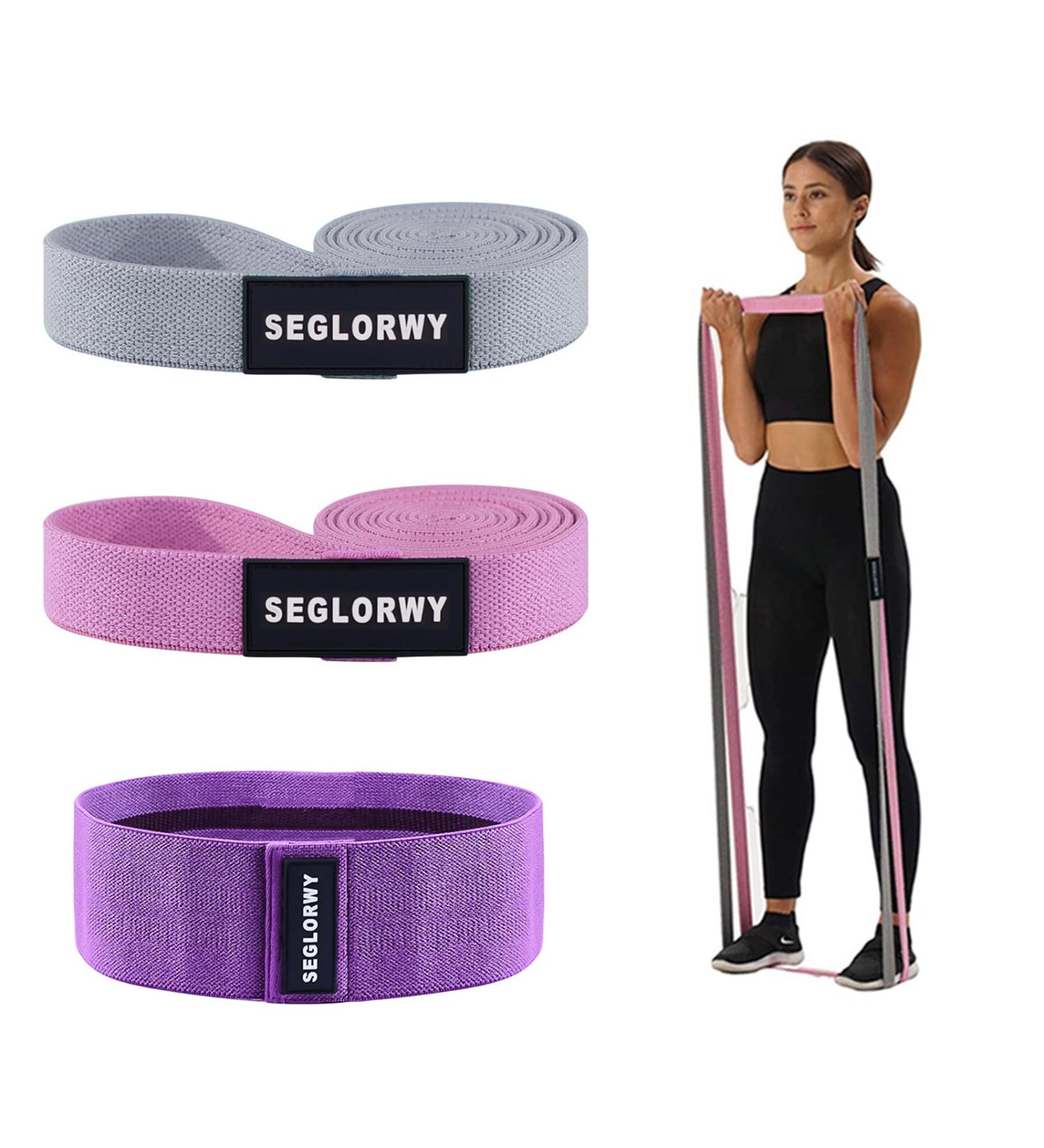 Resistance Bands for Women & Men - Fabric Exercise Bands for Workouts & Pull-Up Assistance in Gray Pink & Purple - Buy Online on GoSupps.com