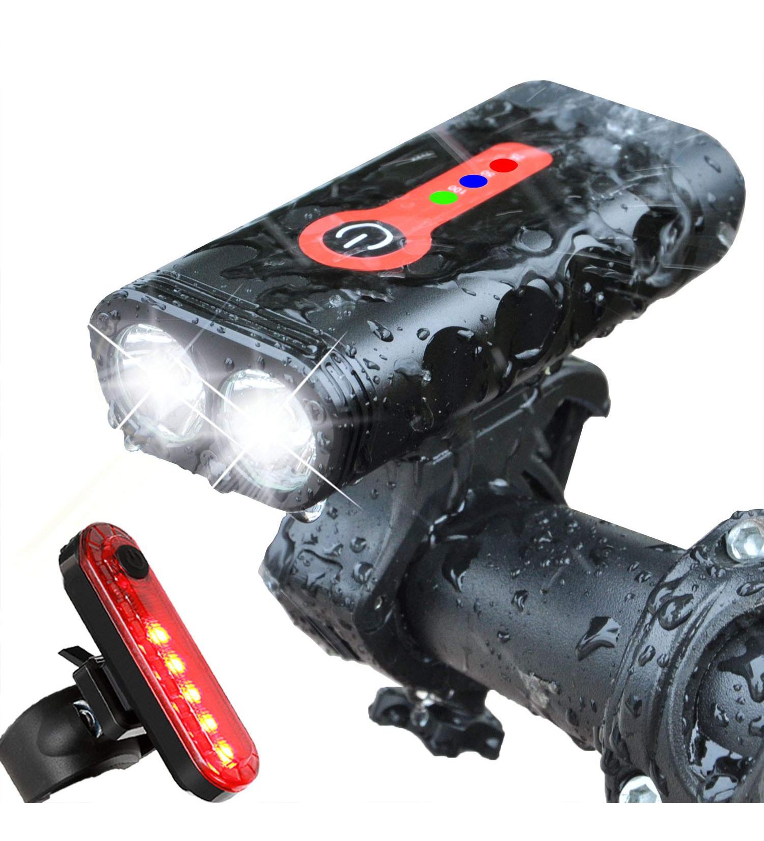 BurningSun Bike Light Set - 1000 Lumens, 5 Modes, 360 Rotatable, USB Rechargeable, IP65 Waterproof - Front and Back Cycling Lights - Buy Online on GoSupps.com