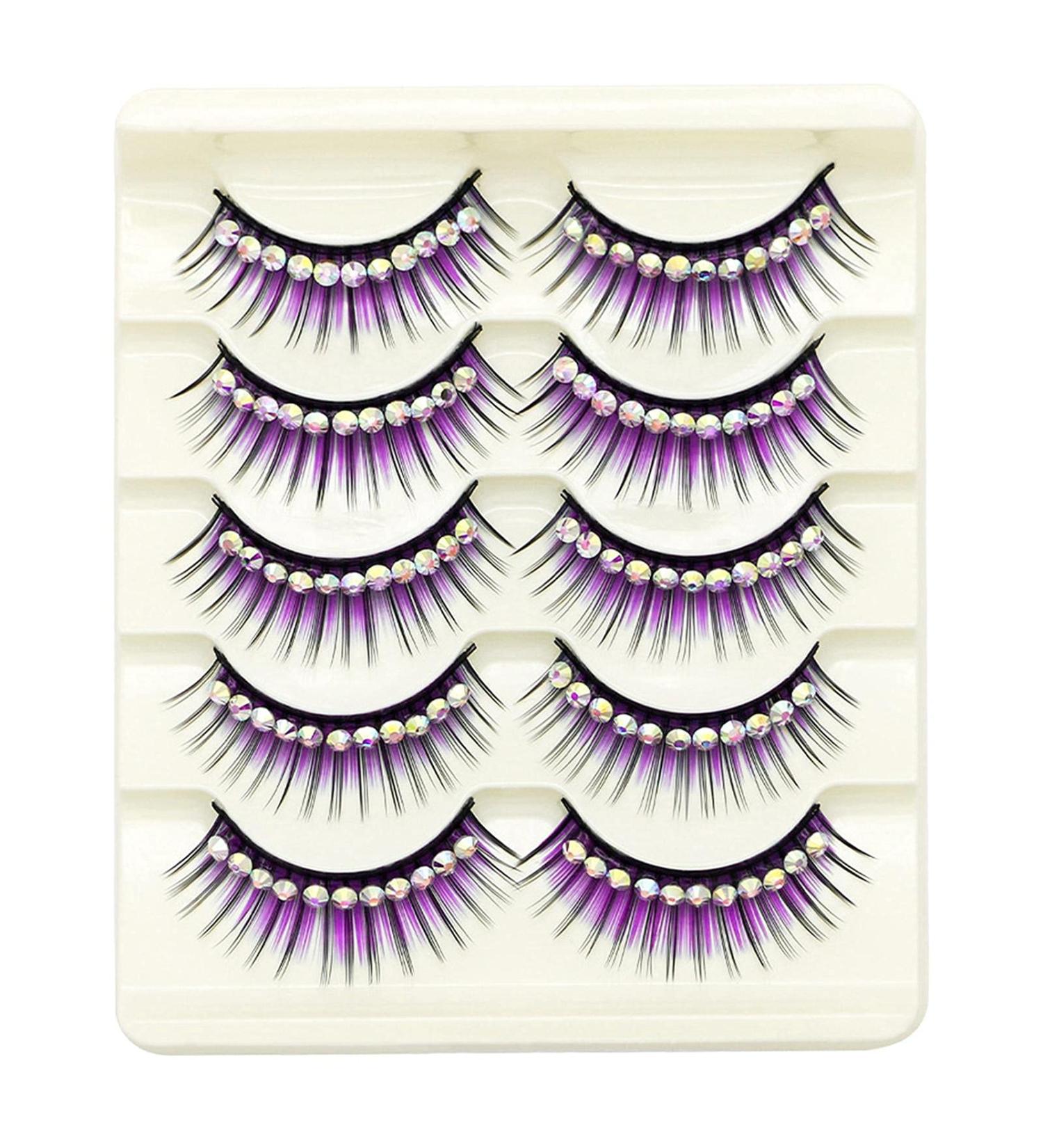 YangMeng Purple Diamond Eyelashes | Thick Exaggerated False Lashes for Cosplay & Dance Performance - Natural Look - Buy Online on GoSupps.com