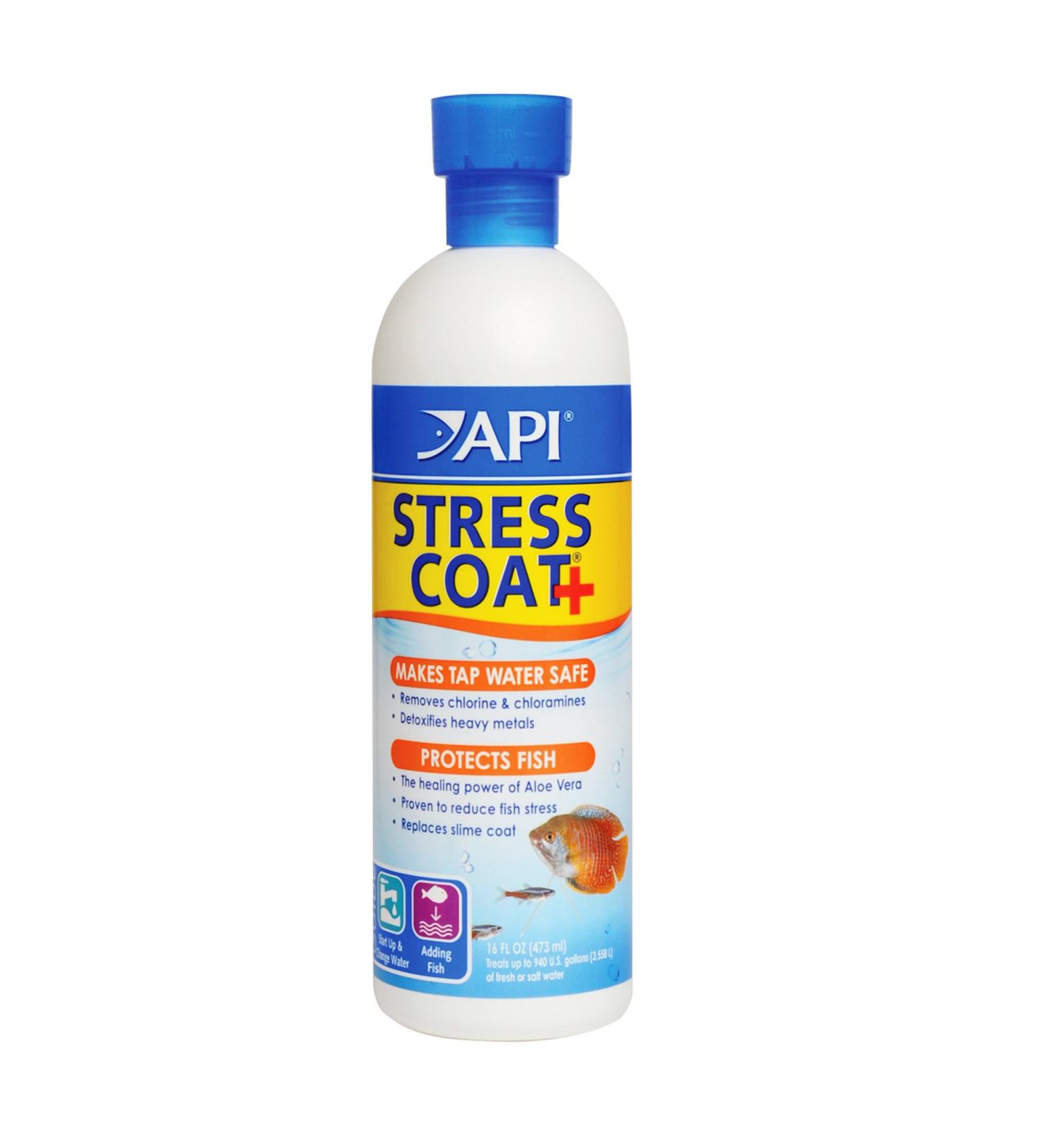 API Stress Coat Water Conditioner 16oz - Safely Replaces Fish's Protective Coat | For Tap Water Treatment & Fish Injury Healing - Buy Online on GoSupps.com