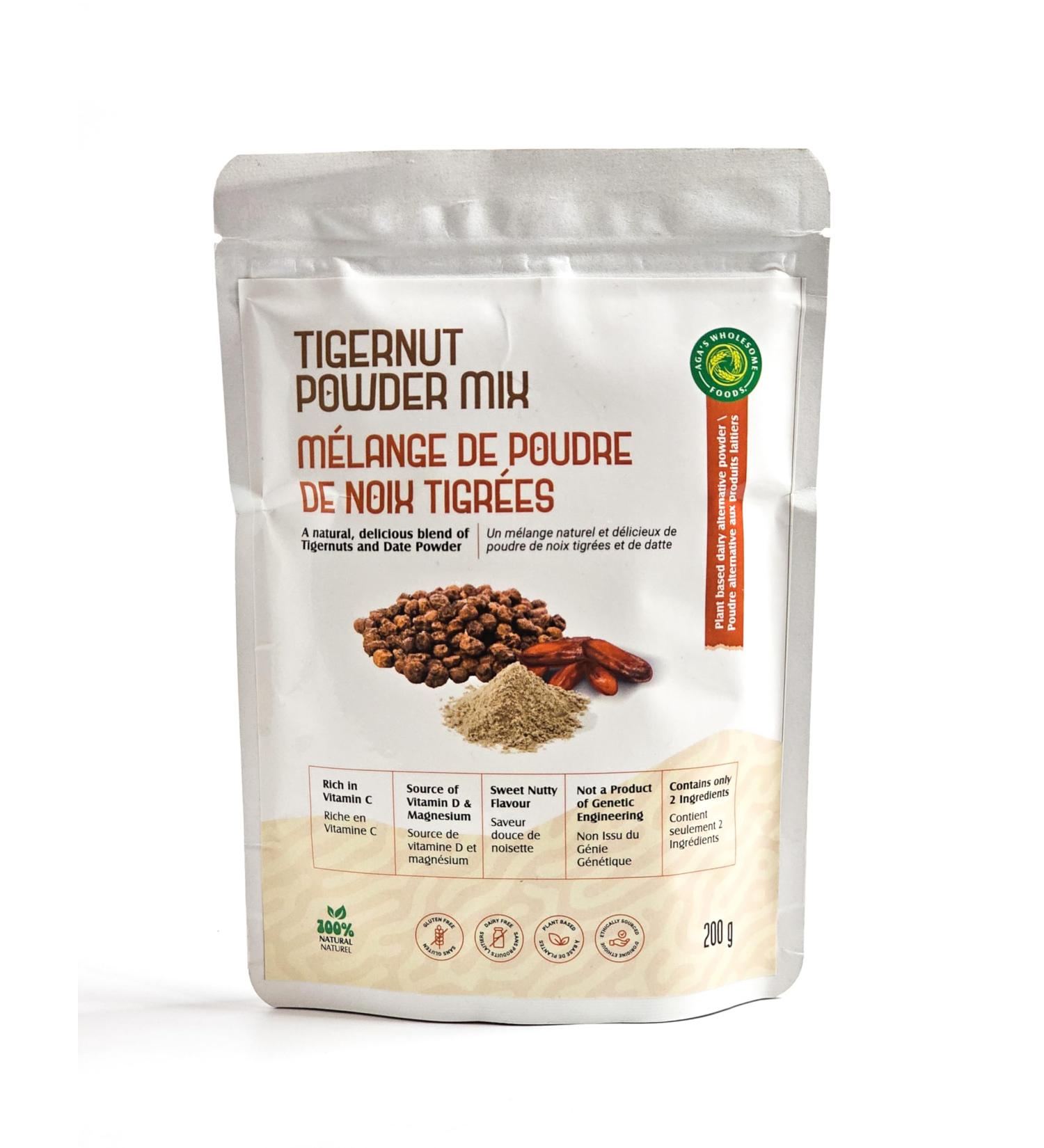 Aga's Wholesome Tigernut Powder Mix 200g Made from Ground Tigernuts & Dates Source from West Africa Plant Based Dairy Alternative Powder Vegan AIP Paleo Non GMO - Buy Online on GoSupps.com