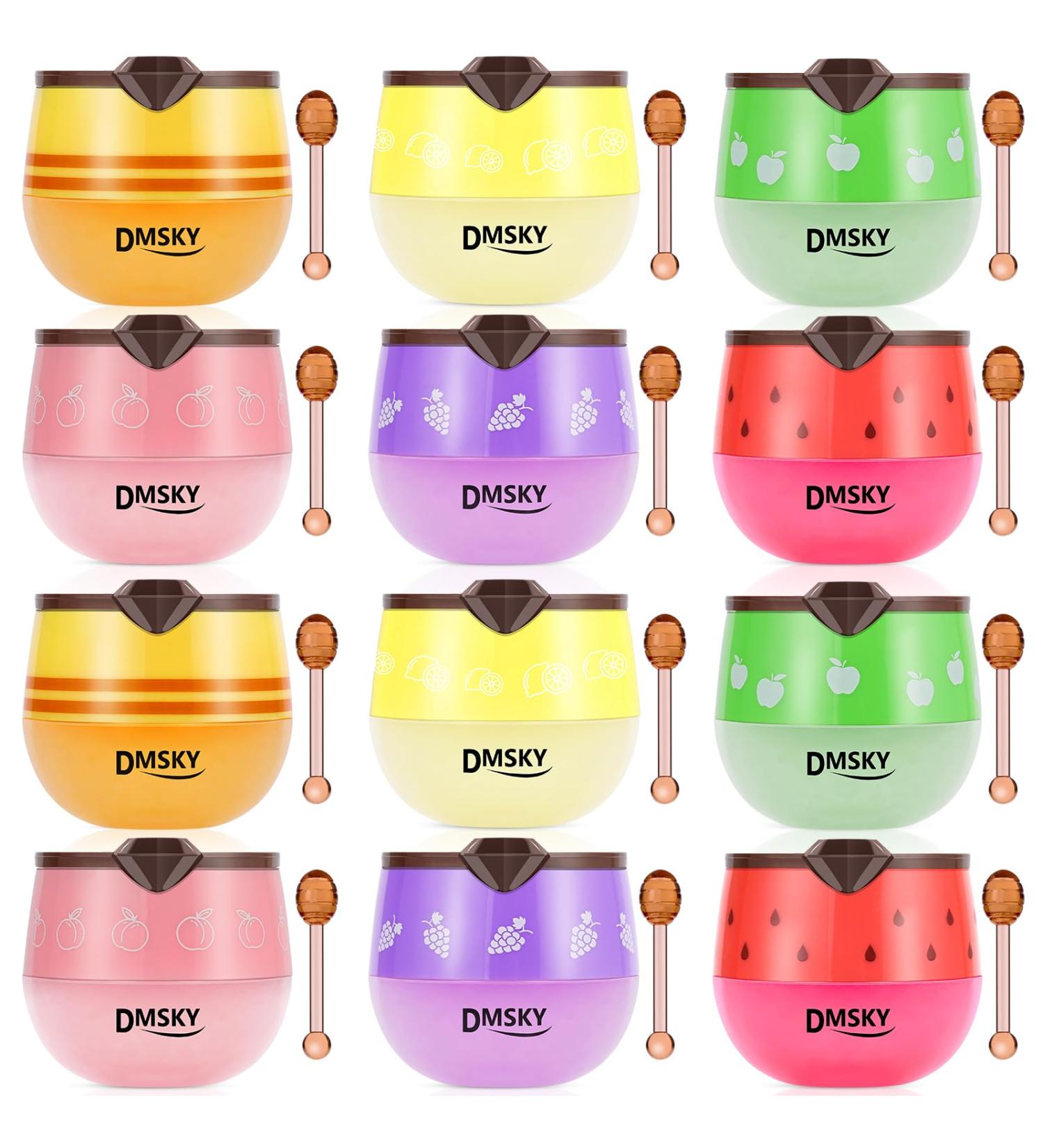 DMSKY 12 PCS Bee Lip Balm Lip Mask Honey Pot, Propolis Lip Mask Overnight Moisturizing Lip Balm with Stick, Sleeping Lip Mask Hydrating Prevention Dry & Cracked, Reduce Lip Lines 2*Strawberry & Green Apple & Peach & Lemon &  - Buy Online on GoSupps.com