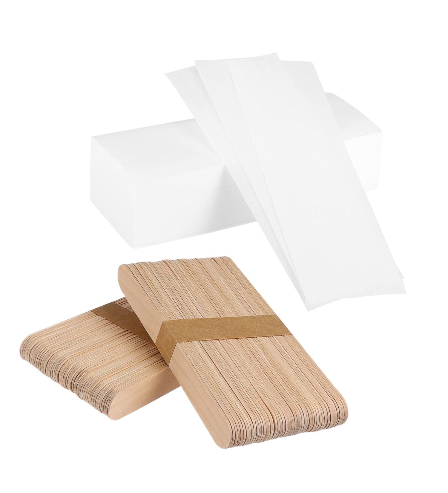 BESTYASH Lot De 200 Bandes De Cire Pour pilation 100 B tonnets En Bois Bandes Corps Visage Kit D' pilation Utilisation Domestique Ou Professionnelle - Buy Online on GoSupps.com