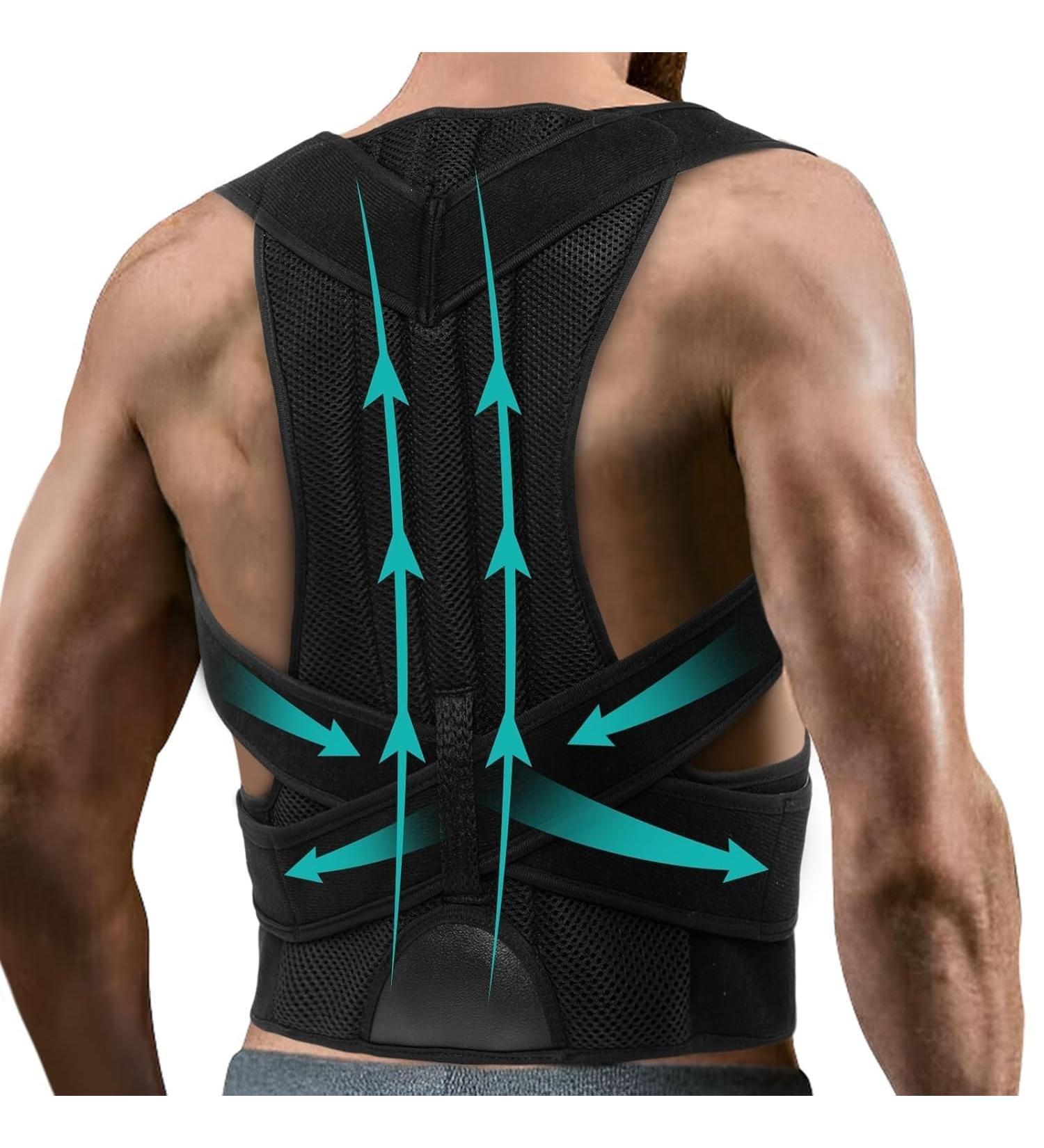 Breathable Back Brace Posture Corrector for Women and Men Back Straightener Hunchback Correction Lumbar Support Shoulder Neck Posture Support for Improve Back Posture Black S Black S - Buy Online on GoSupps.com