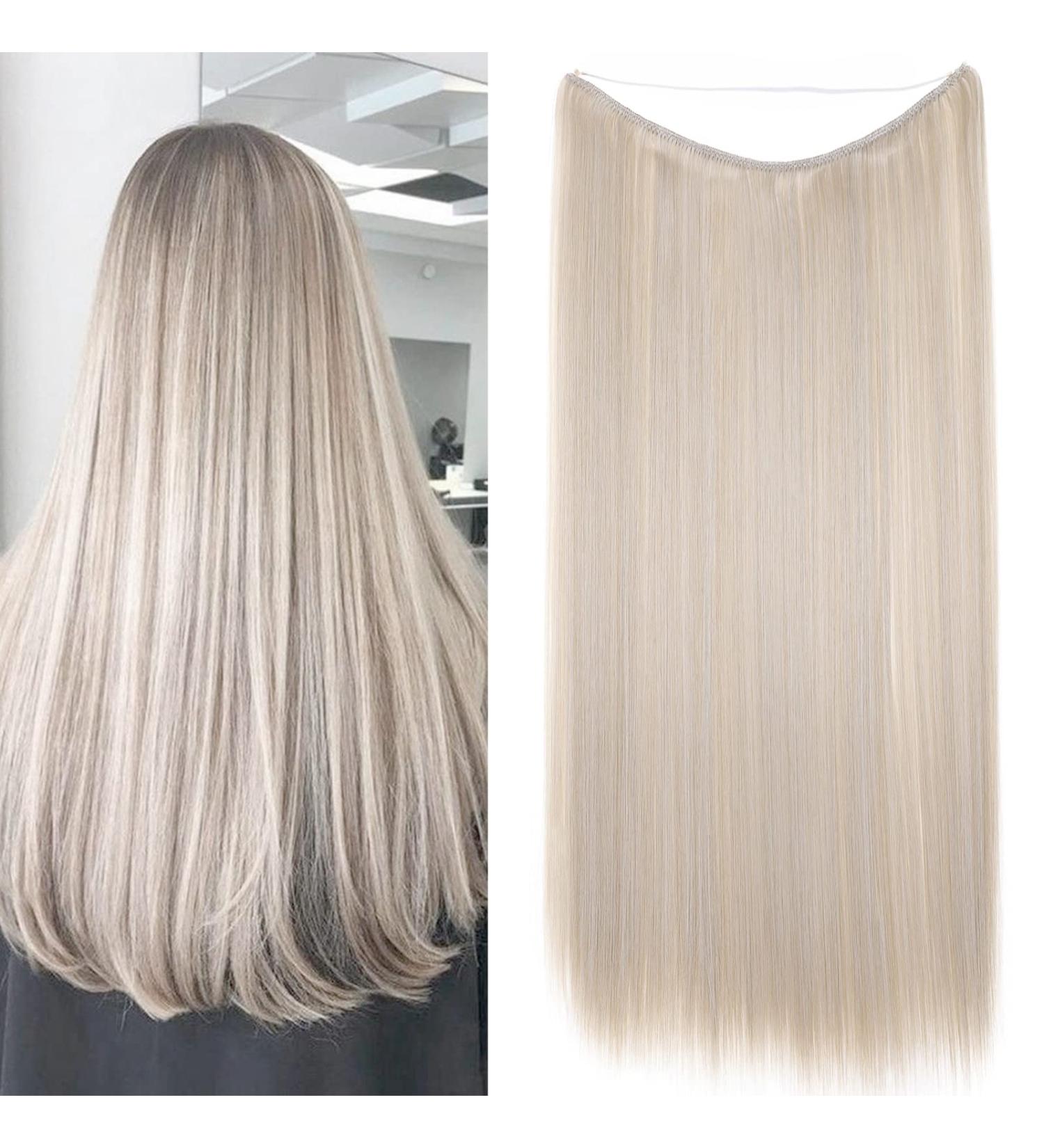 20 Inches Straight Hair Extensions Secret Headband No Clip Easy Invisible Crown Wire in Hair Extensions Hairpiece for Women Ash blonde mix silver grey Ash blonde mix silver grey 20 Inch - Buy Online on GoSupps.com