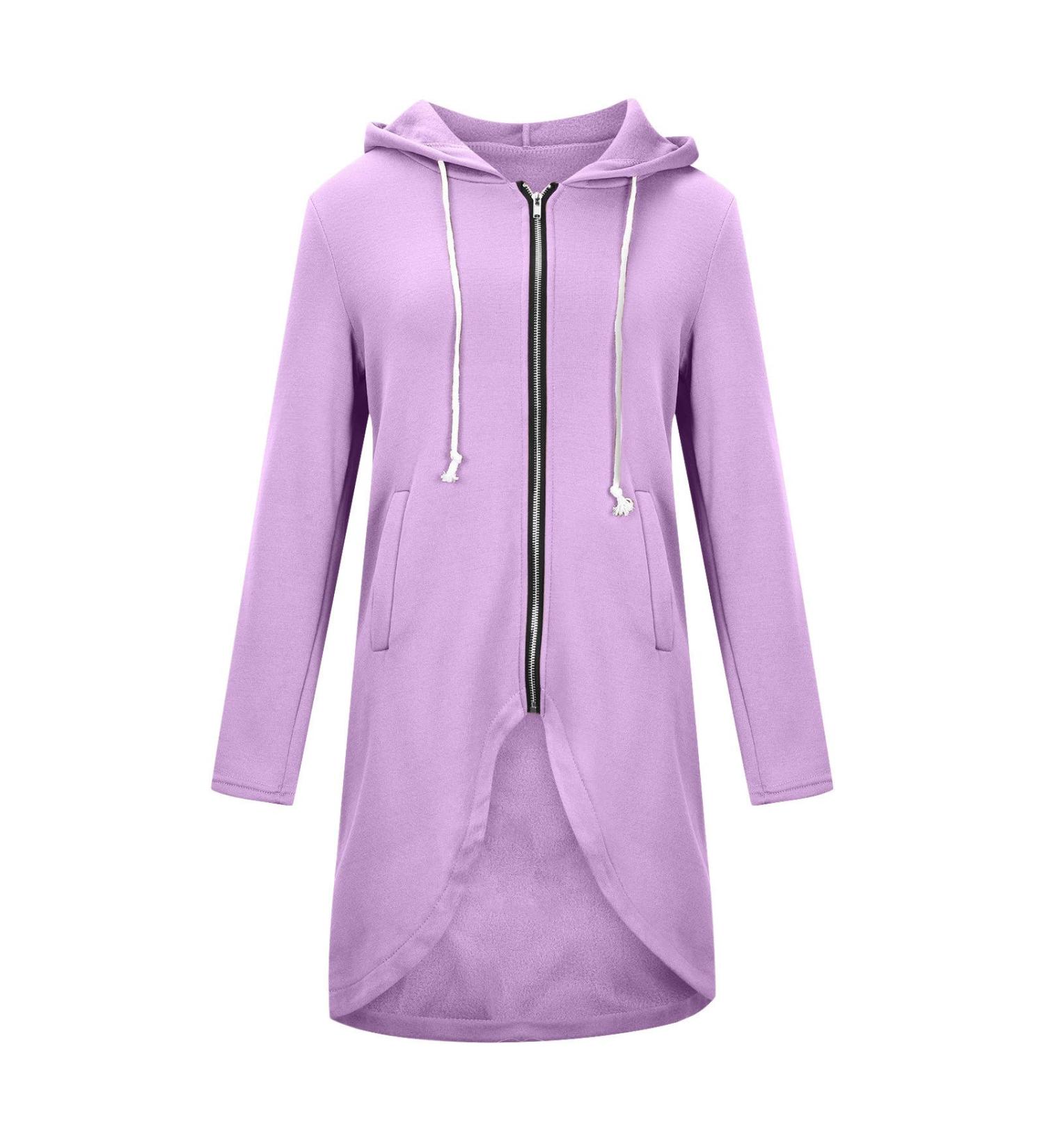 Yihaojia Hoodies for Women Fleece Zip Up Long Winter Jacket Irregular Hem Oversized Sweatshirt Fall Clothing Trendy 2024 Purple#79 Large - Buy Online on GoSupps.com