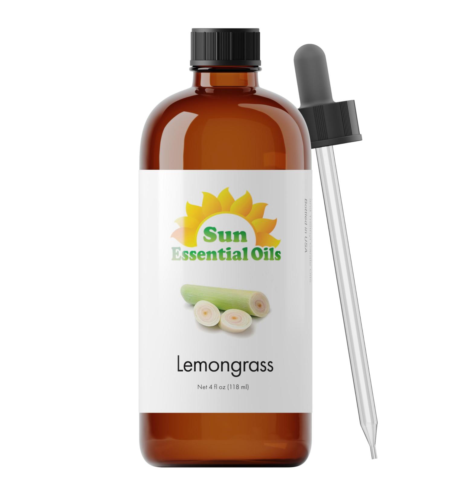 Sun Essential Oils 4oz - Pure Lemongrass Essential Oil for Diffuser & Cleaning | Aromatherapy Oil - 100% Natural & Fresh - Buy Online on GoSupps.com