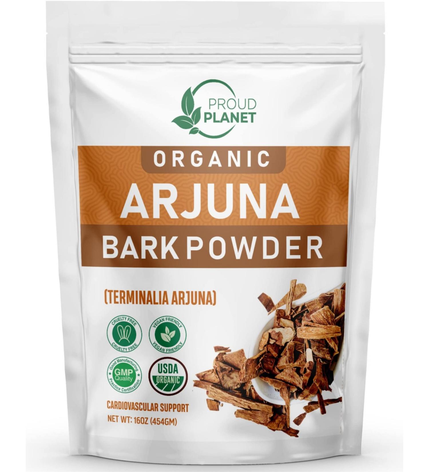 Organic Arjuna Bark Powder - USDA Certified Ayurvedic Heart Health Powder - 16oz by Proud Planet - Buy Online on GoSupps.com