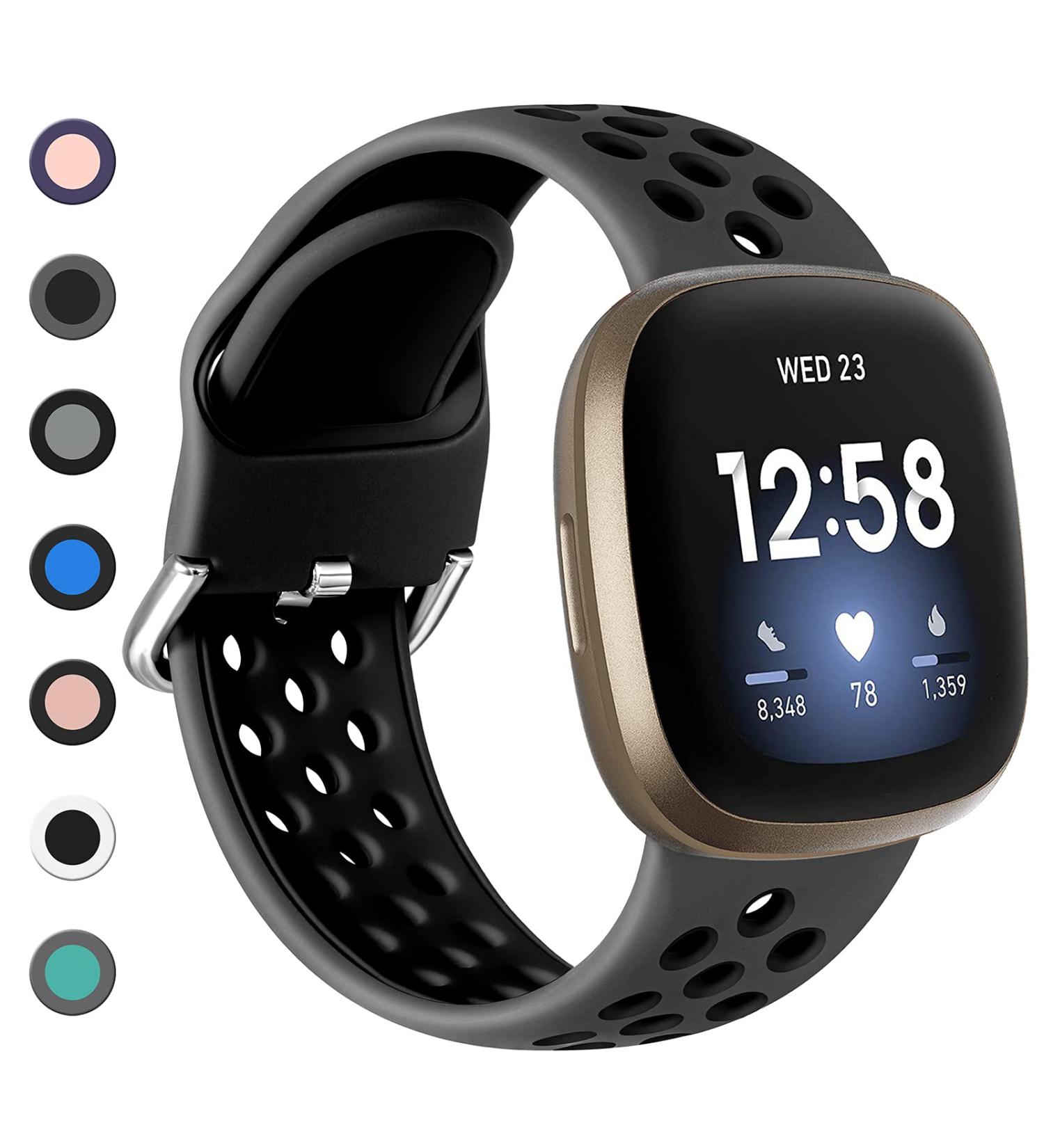 Dirrelo Soft Silicone Waterproof Replacement Bracelet for Fitbit Versa 4/3 & Sense 2 - Adjustable 5.5-7.2'' - Ideal for Men & Women - Buy Online on GoSupps.com