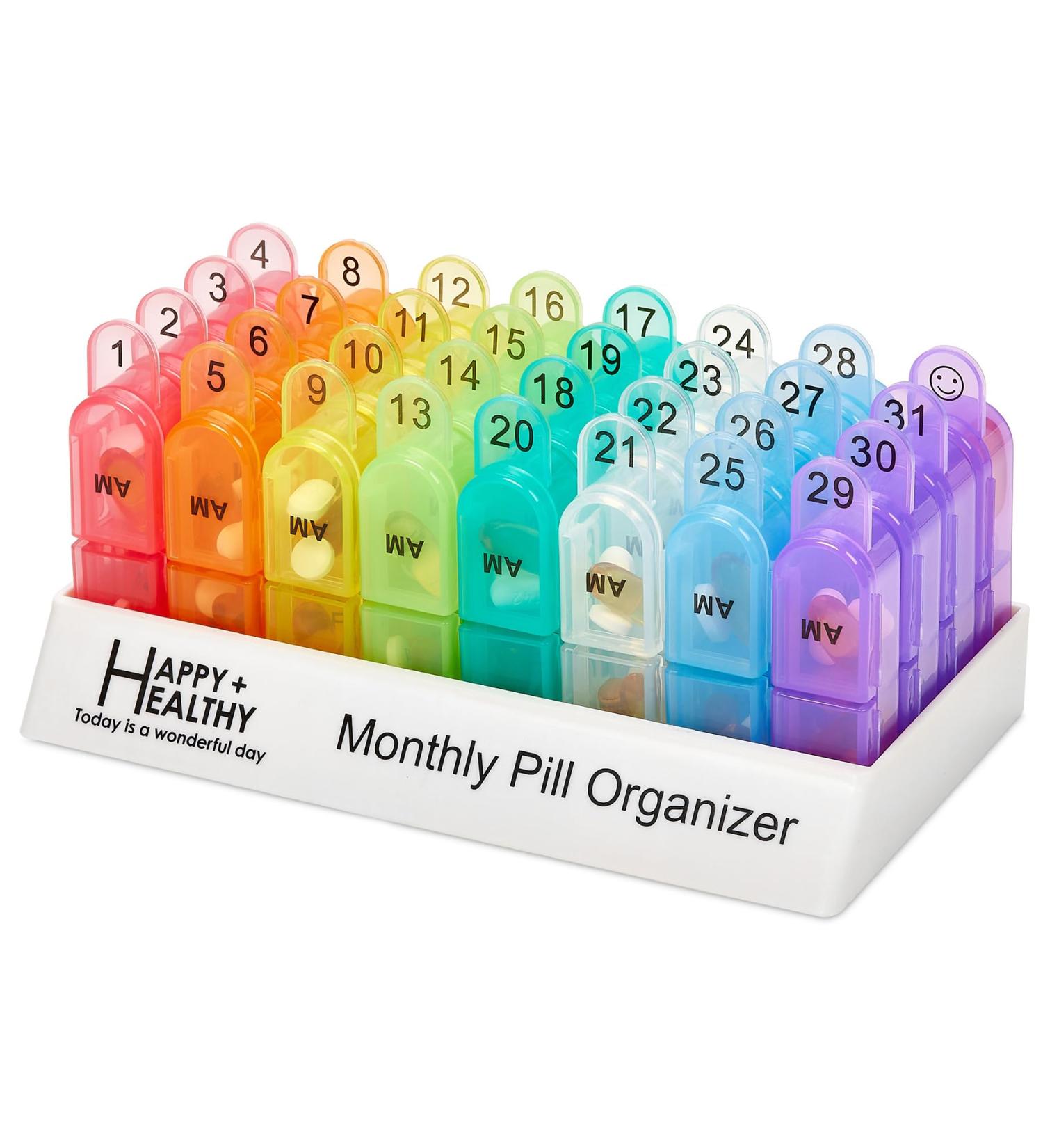 Monthly Pill Organizer - 30 Day AM PM Pill Box with Removable Daily Organizers | Perfect for Morning & Night Medication Management - Buy Online on GoSupps.com
