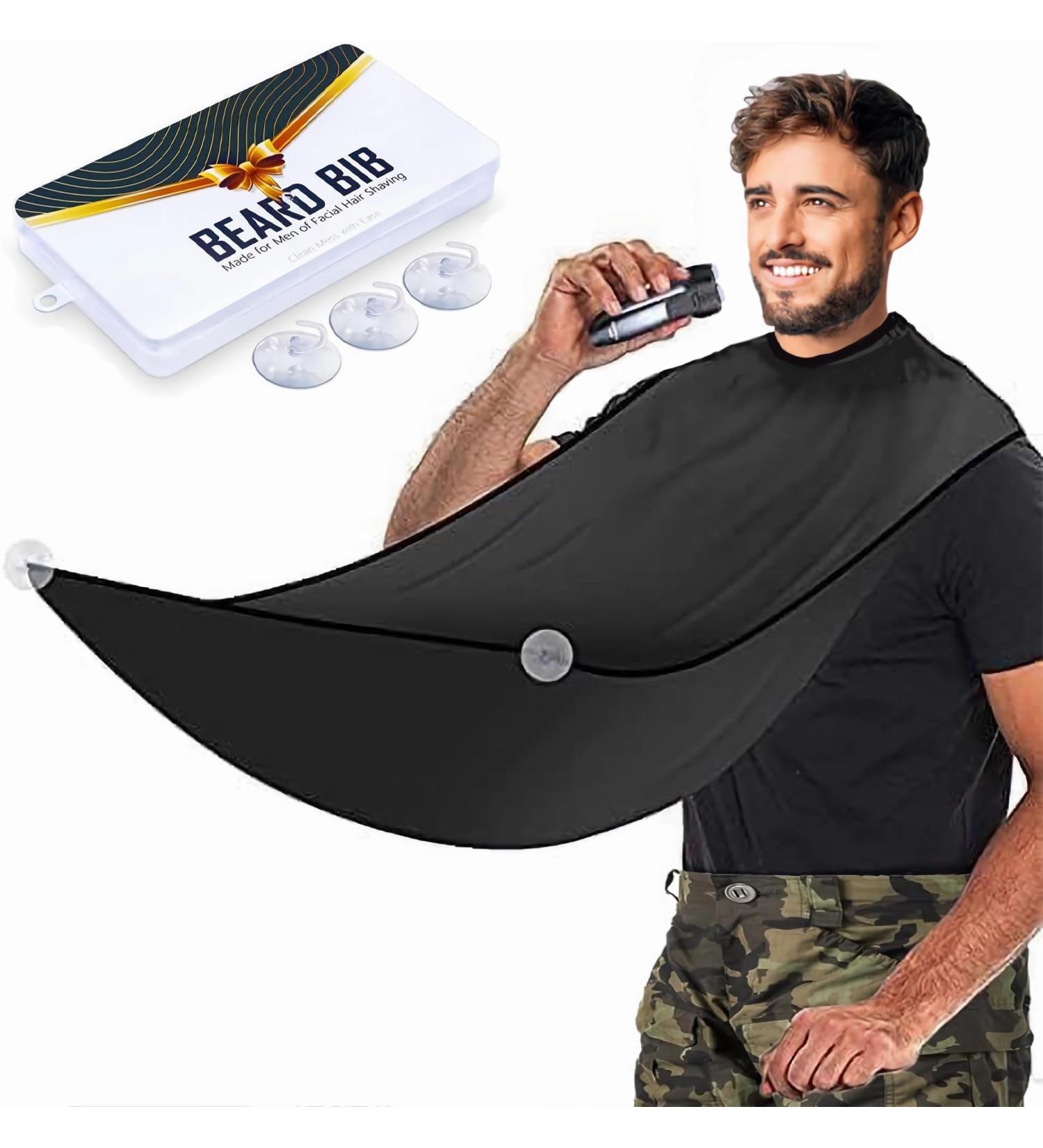 Black Beard Bib Apron Beard Hair Catcher Waterproof Non-Stick Grooming Cloth Shaving & Trimming & Beard Hair Catcher with 3 Suction Cups Best Gifts for Men DarkBlack - Buy Online on GoSupps.com