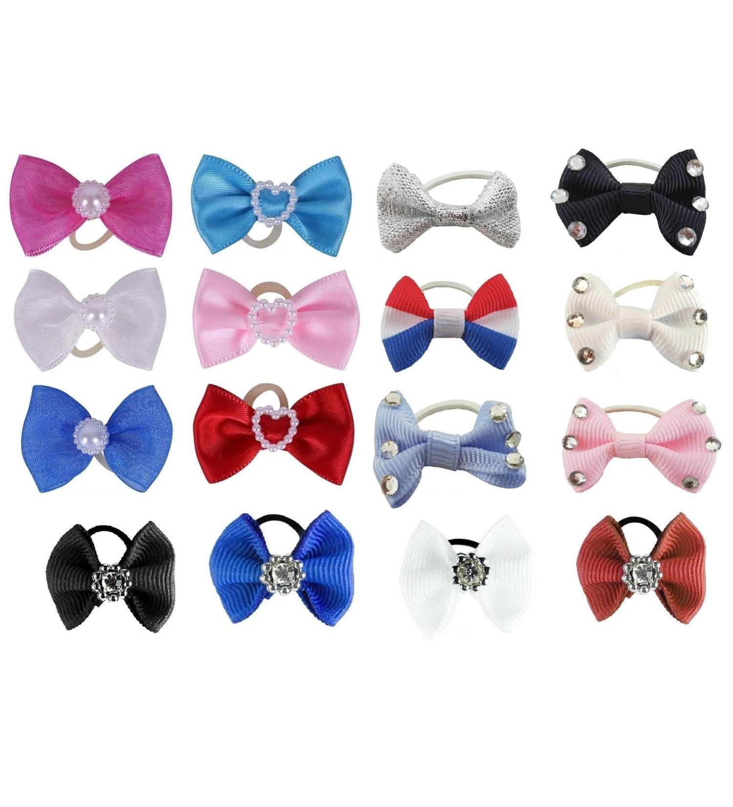 Netproshop Mane Elastics with Bows & Pearls/Crystals - Blue Red White - International Shipping Available - Buy Online on GoSupps.com