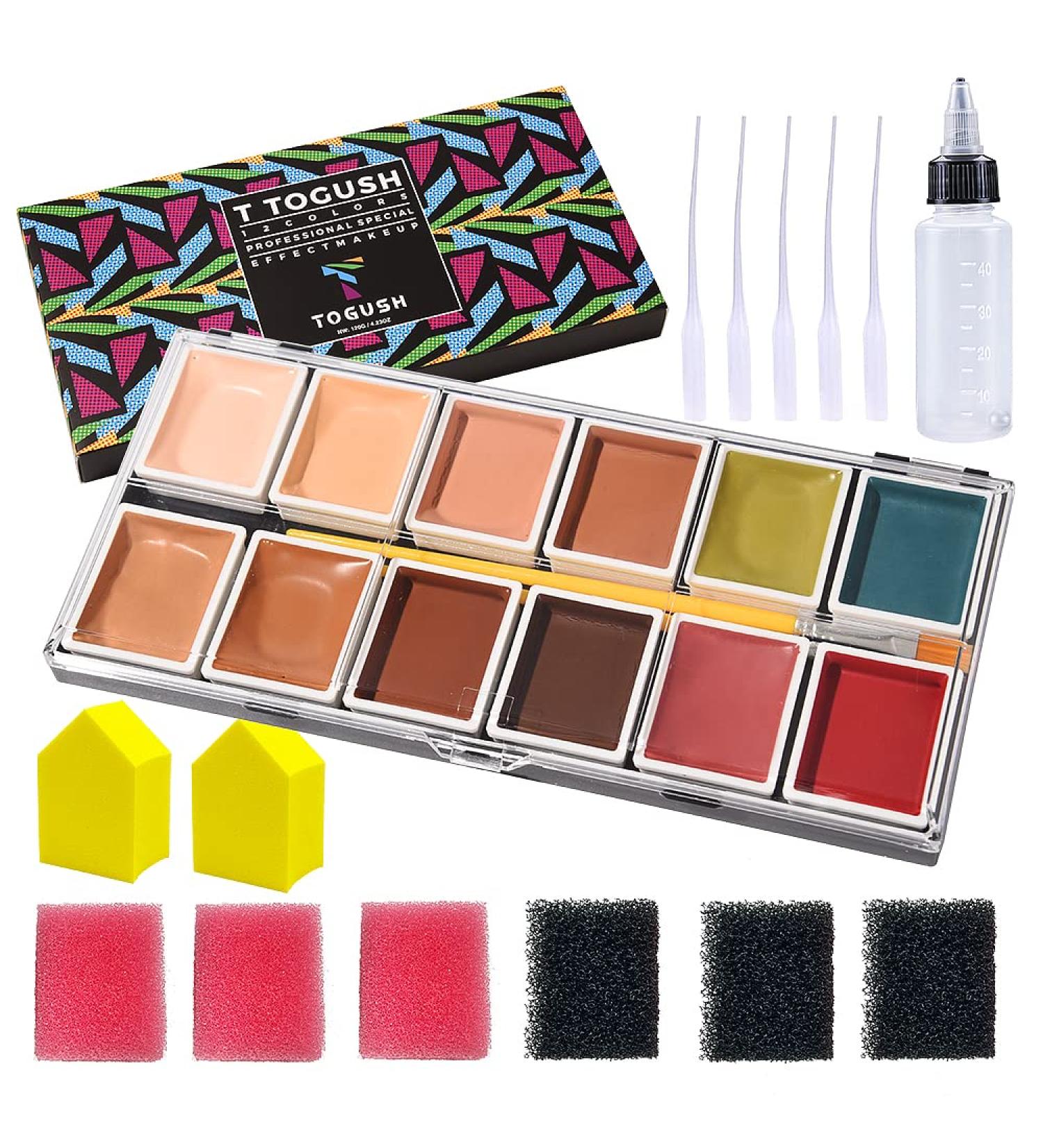 Shop Alcohol Activated Makeup Palette for FX Makeup - 12 Base Colors & Sponge Cleaning Accessories - Buy Online on GoSupps.com
