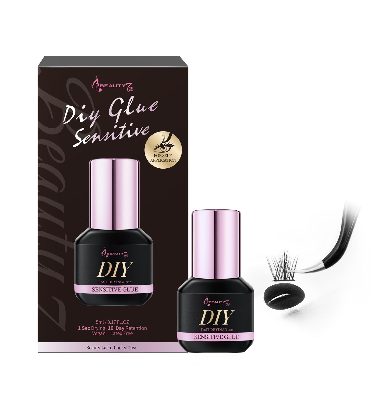 Sensitive Glue for DIY Lash Extension Self Application Hypoallergenic Cluster Lash Adhesive Black 1s Fast Dry and Extra Strong Eyelash Adhesive 10 Days Retention Individual lash Extension Glue 5ml - Buy Online on GoSupps.com