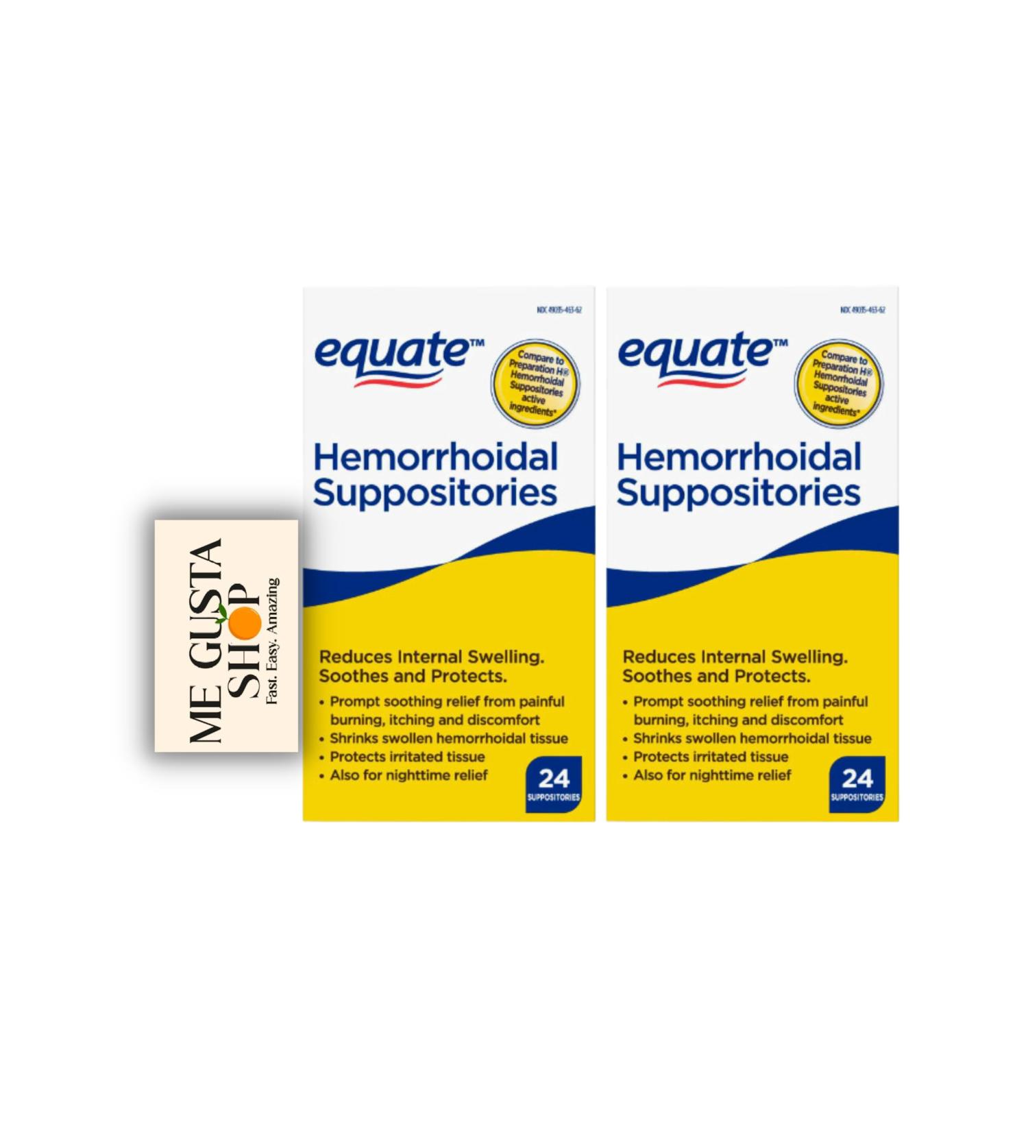 Equate Hemorrhoidal Suppositories 24 Ct (Pack of 02) 48 Total + Me Gustas Sticker - Buy Now - Buy Online on GoSupps.com