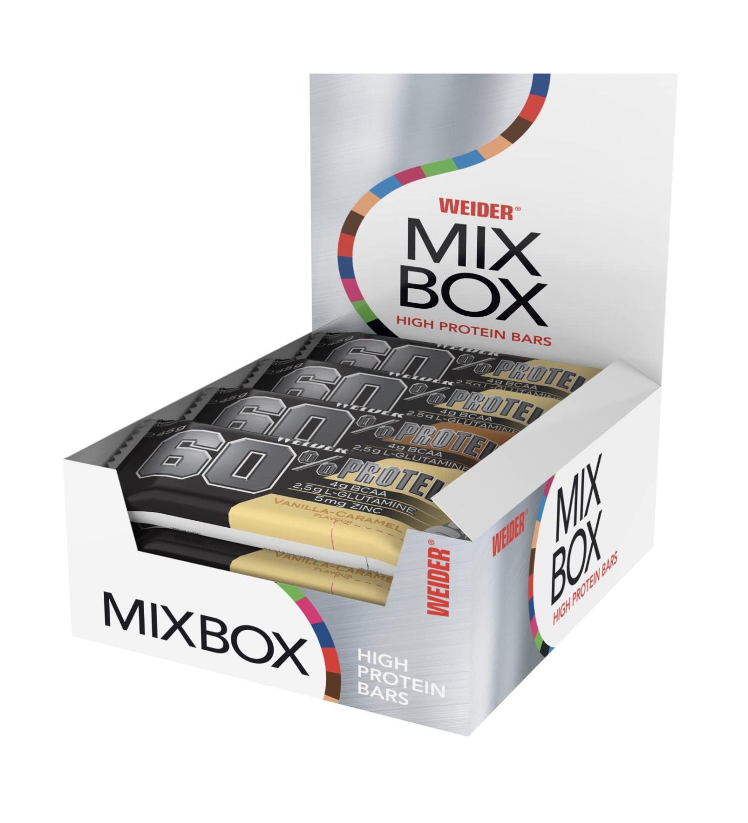 Weider 60% Protein Bar - Highest Protein Content Glutamine & BCAA for Muscle Building | 24 x 45g - High Protein Snack Box - Buy Online on GoSupps.com