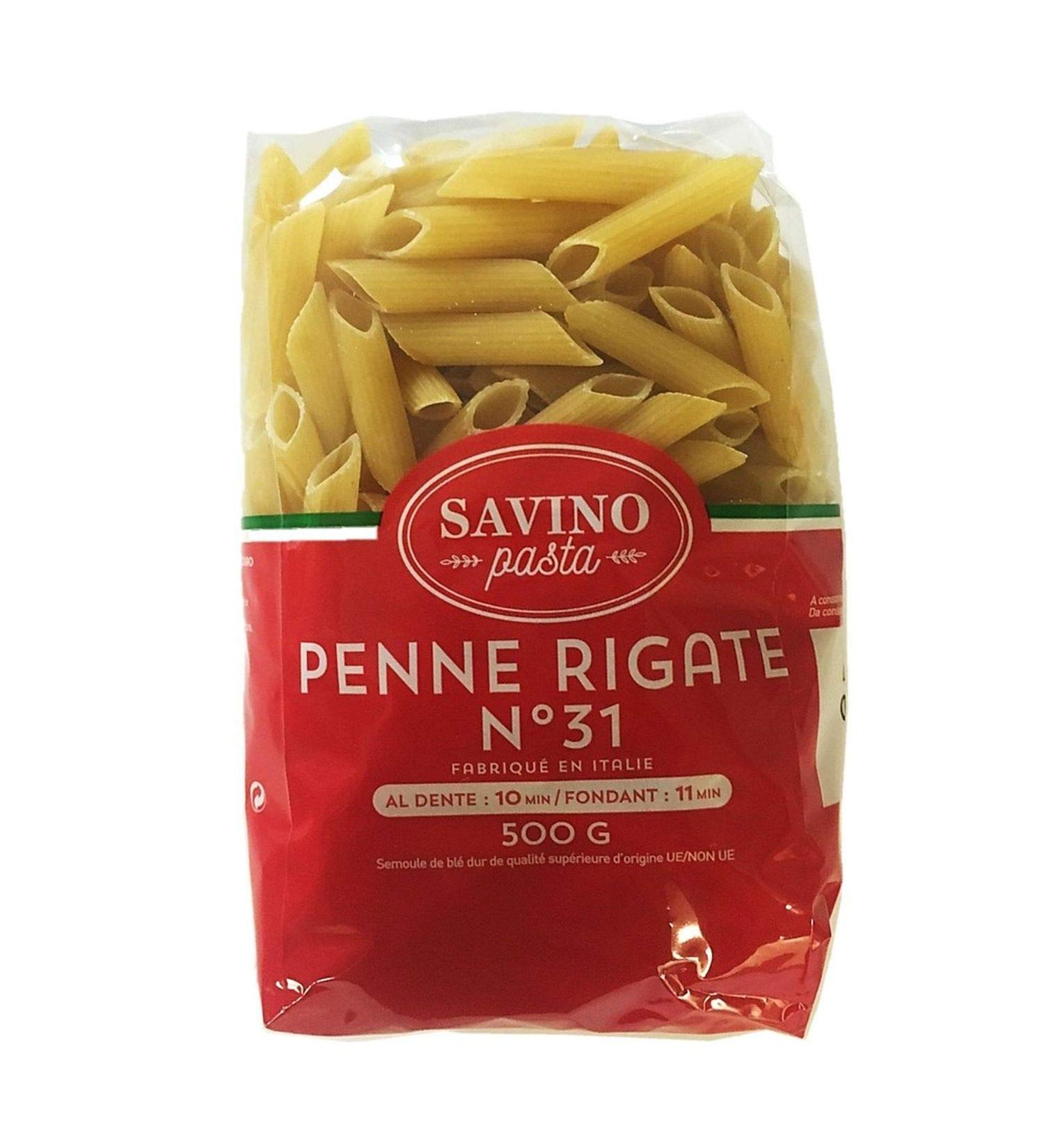 Savino Pasta Penne Rigate No. 31 Savino Pasta 500 g Pack