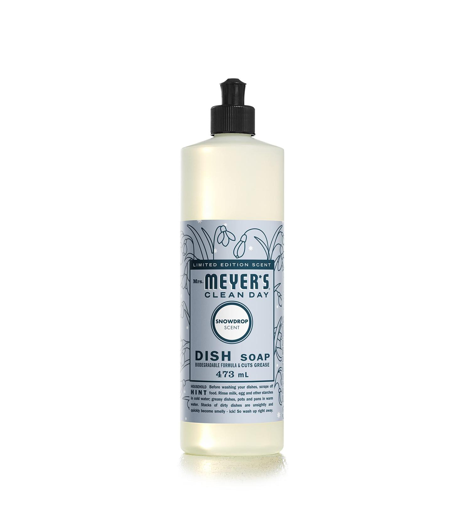 MRS. MEYER'S Clean Day Dish Soap Cruelty Free and Biodegradable Dishwashing Liquid Snow drop Scent 473 ml Bottle Clear 1 count Snowdrop - Buy Online on GoSupps.com