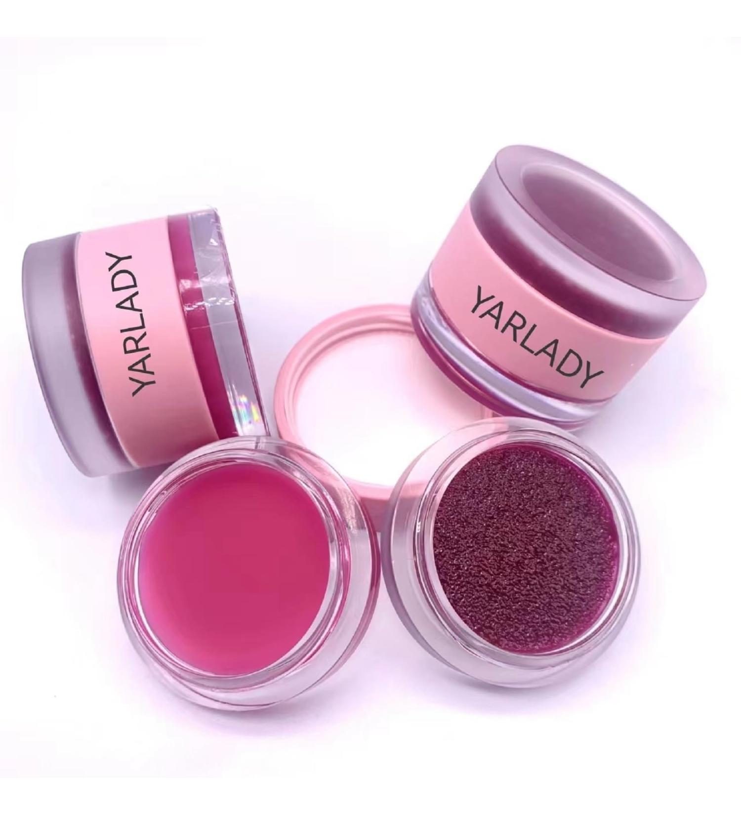 Lip Mask - Overnight shea Butter Lip Scrub with shea Butter to nourish and moisturize cracked lips care moisturizer - Sleep lip Balm Grape Lip Scrub and Cherry Lip Mask