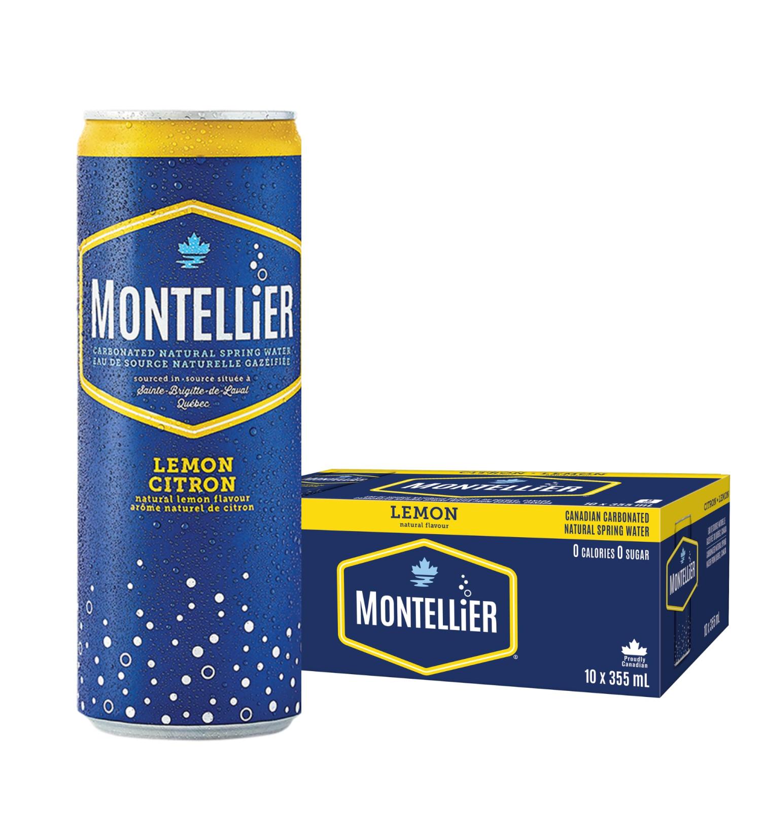 Montellier Carbonated Mineral Water with Natural Lemon Flavor 10x355mL - Buy Online on GoSupps.com