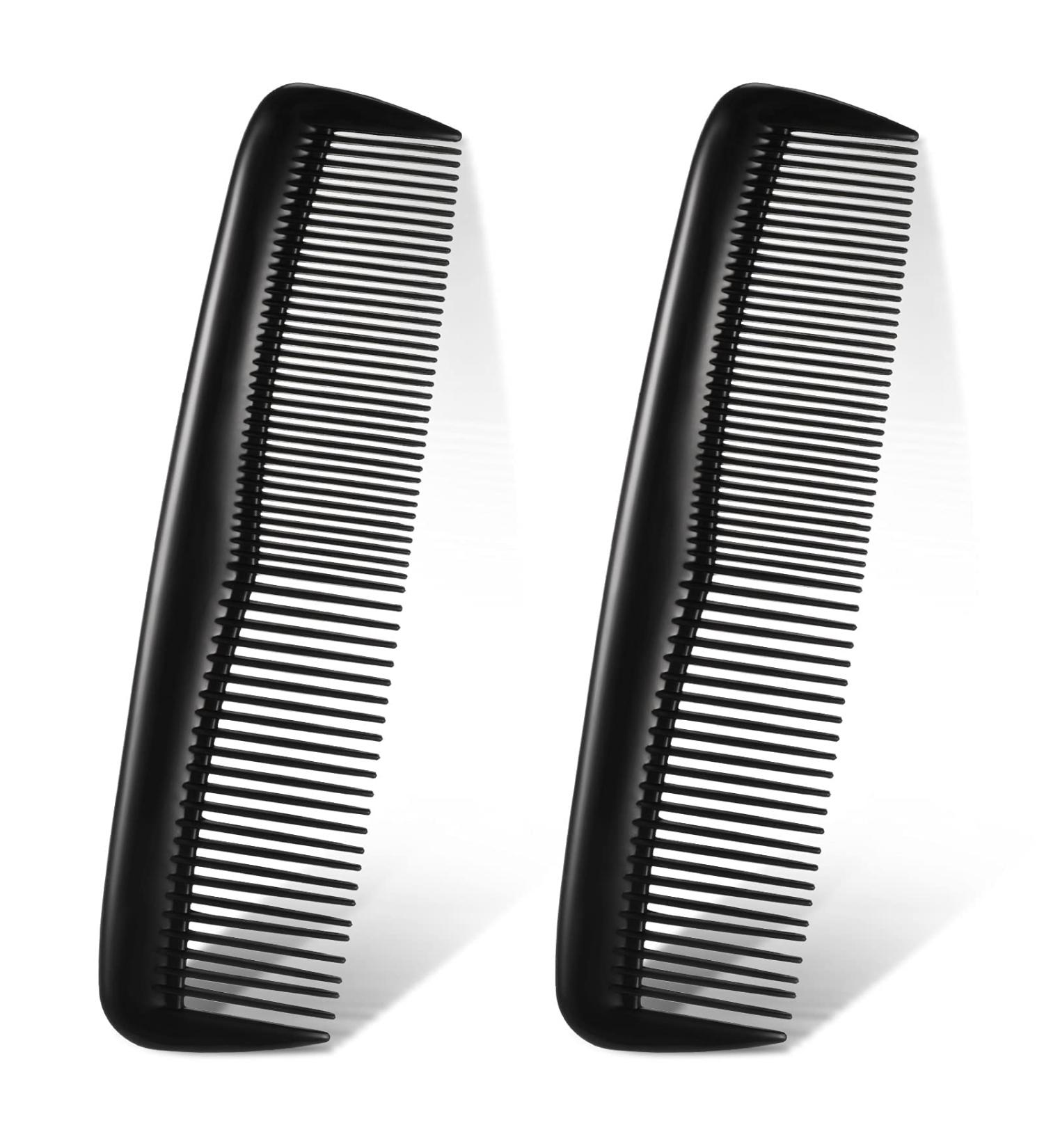 2-Piece Black Plastic Hair Combs Set - Fine and Standard Tooth Hair Cutting Comb for Women and Men - Hairdressing Styling Combs for Salon and Home Use - Buy Online on GoSupps.com