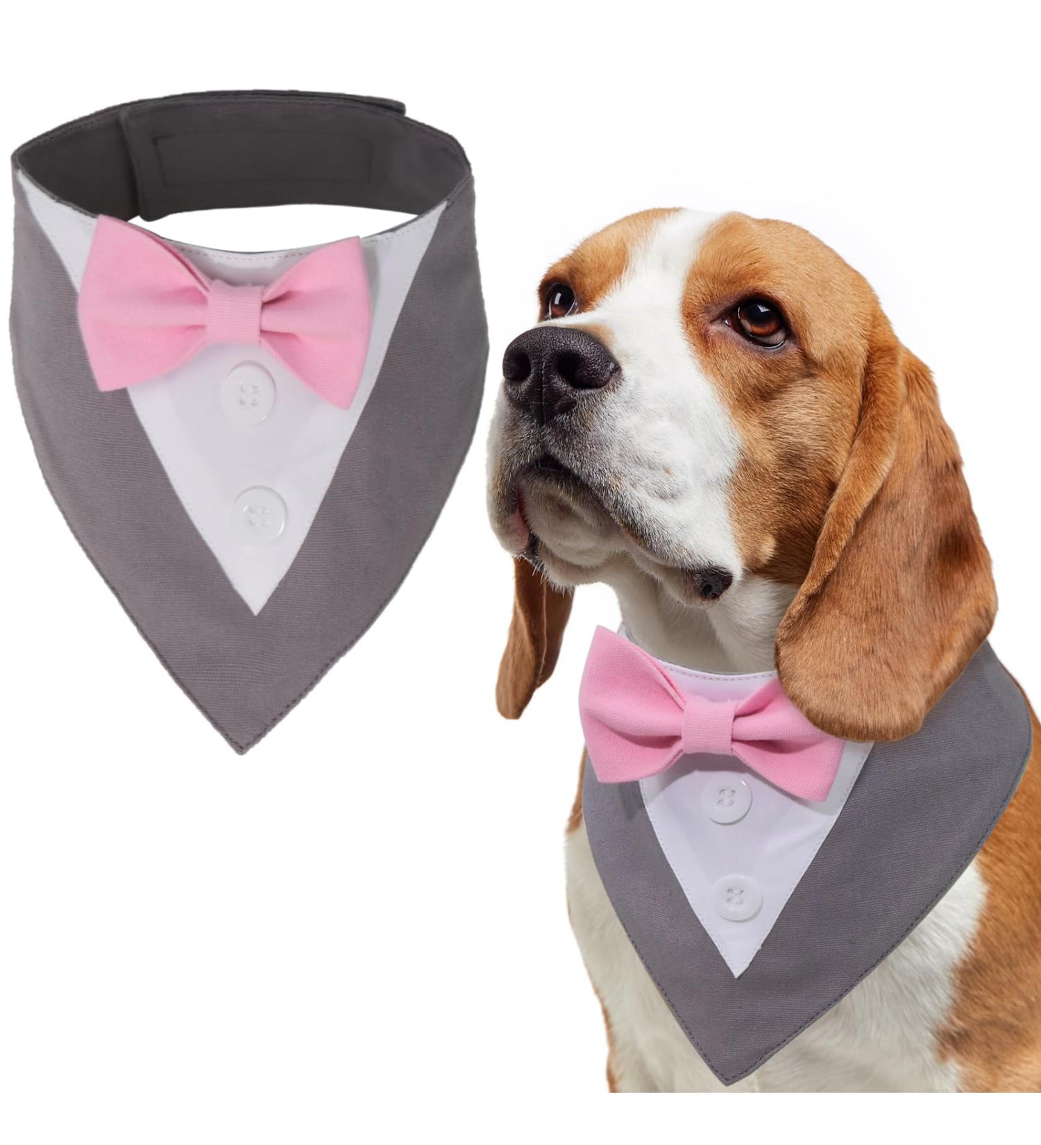 Liebeedd Gray Dog Neck Towel Bandana - Adjustable Dog Costume for Weddings & Birthdays | International Shipping Available - Buy Online on GoSupps.com