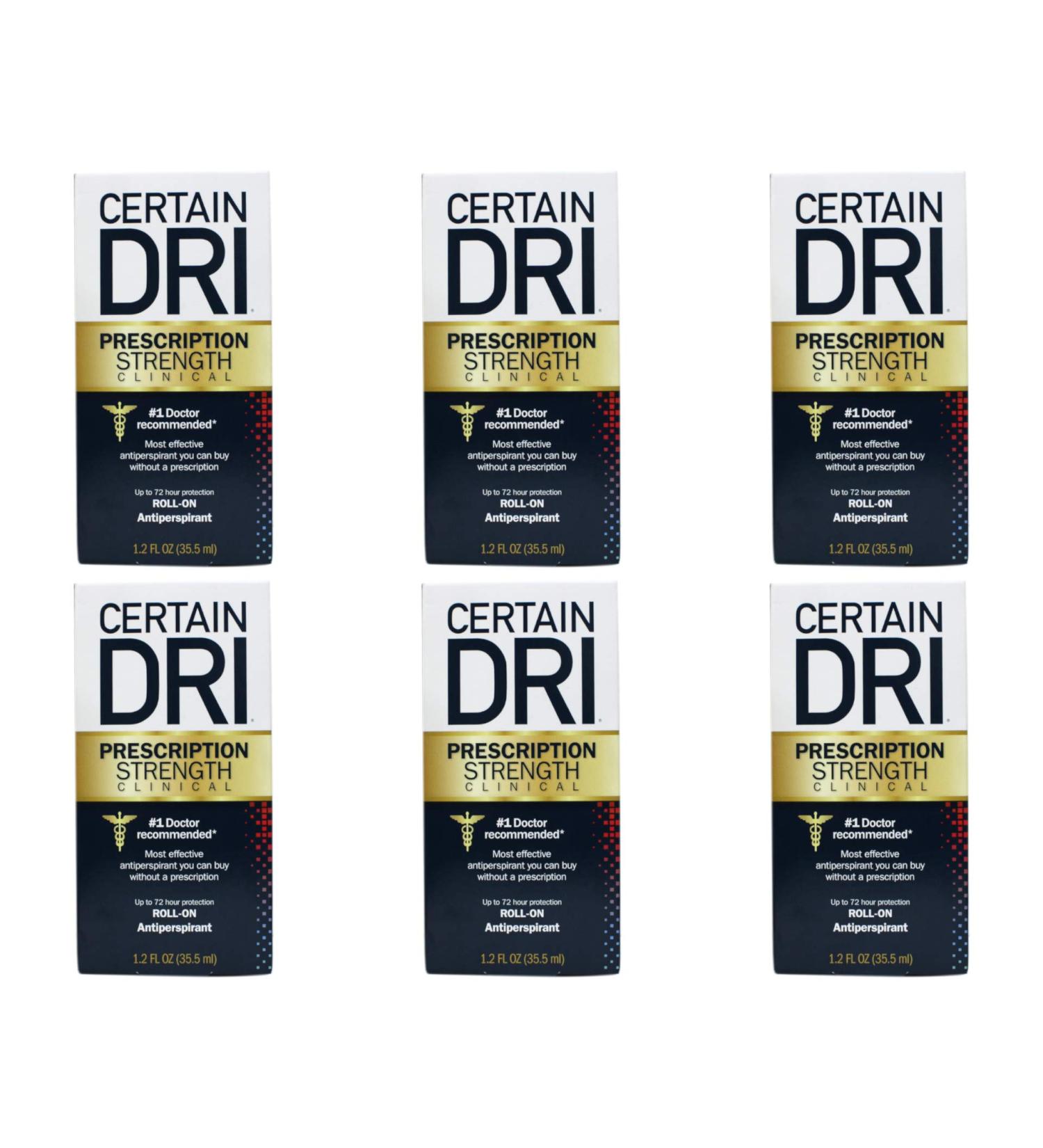 Certainty Dri Clinical Antiperspirant Roll-On 1.20 oz - Pack of 6 | Prescription Strength Formula - Buy Online on GoSupps.com