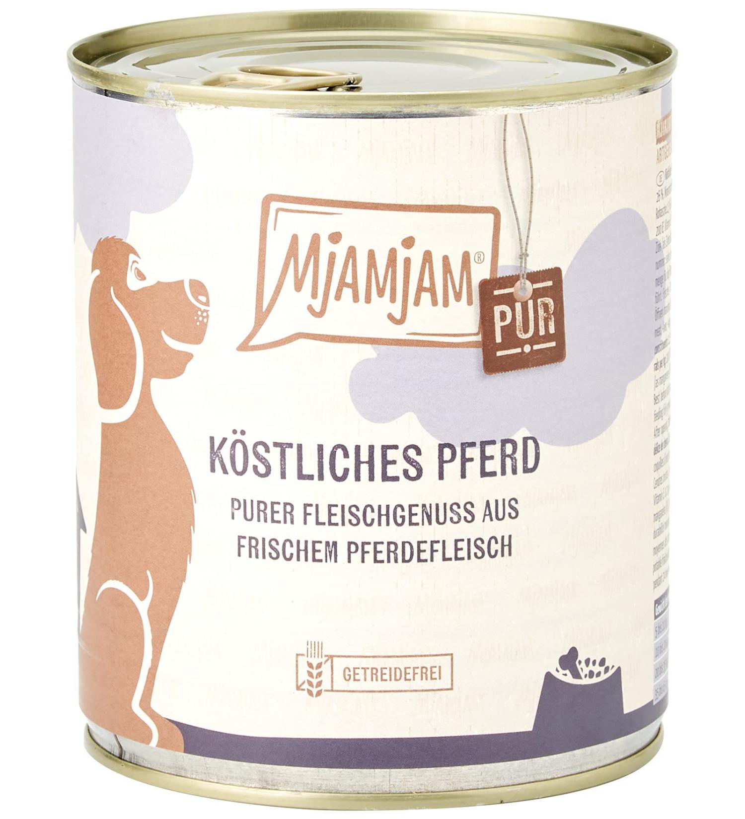 Mjamjam Premium Wet Dog Food - Grain Free Pure Meat Enjoyment (6 x 800g) - Delicious Horse Flavor - 6-Pack - Buy Online on GoSupps.com