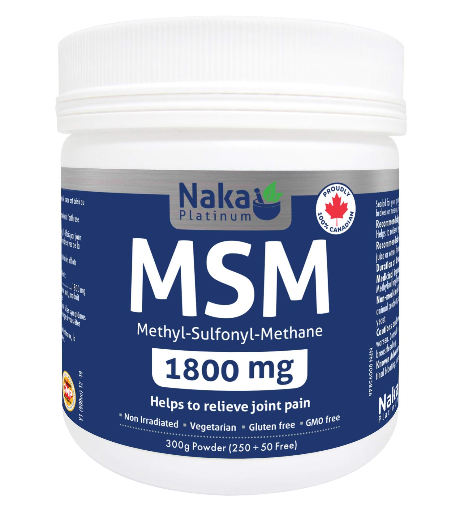 Naka Platinum Naka Msm 1800mg Relieve Joint Pain 300 gram - Buy Online on GoSupps.com