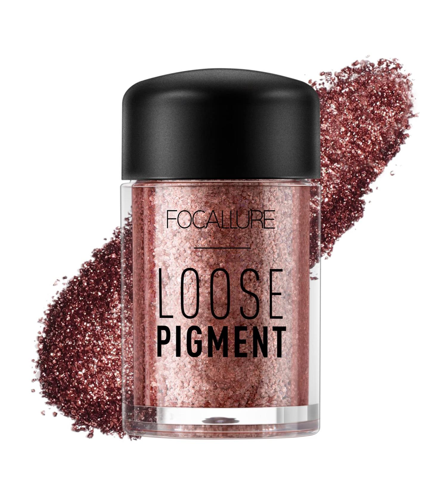 FOCALLURE Organic Loose Powder Eyeshadow - High Pigmented Glitter Shadows in Brown Plum - Buy Online on GoSupps.com