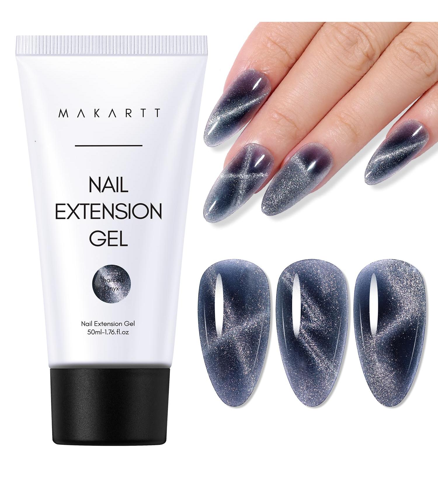 Makartt 50ml Cat Eye Poly Nail Gel - Charcoal Onyx | Nail Extension Gel for DIY Manicure & Nail Design | Perfect Gift for Starters - Buy Online on GoSupps.com