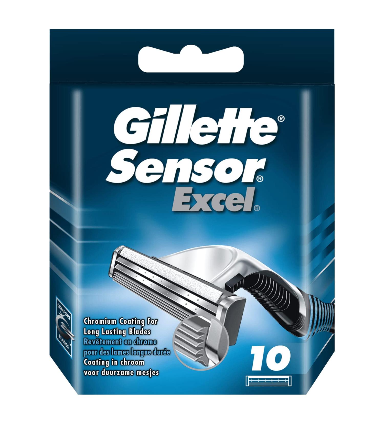 Gillette Sensor Excel Razor Blades for Men - Pack of 10 Blades | 10 Count - Buy Online on GoSupps.com