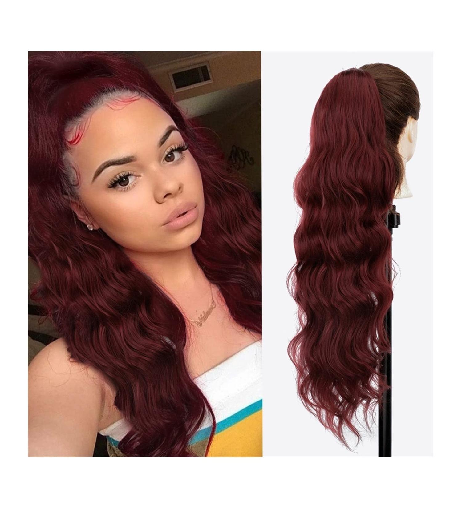 Hair Bun 26" Long Curly Wavy Drawstring Hair Clip Natural Ponytail Extension Synthetic Hair Extensions Female Wig Hair Bun Hair Extension Hair Piece (Color : Red Size : 26inches) 26inches Red - Buy Online on GoSupps.com