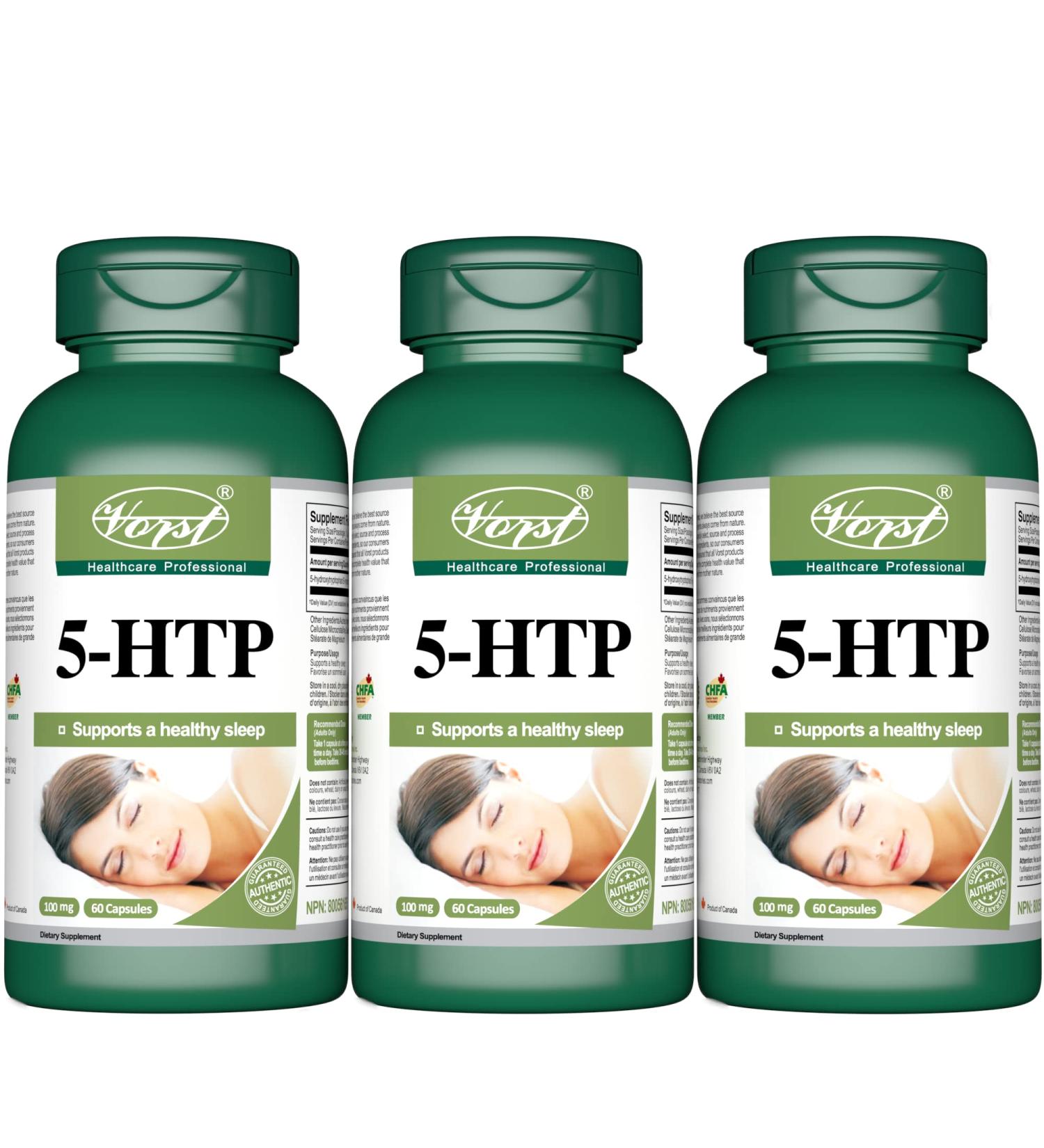 VORST 5-HTP 100mg 3 X 60 Capsules | Supplement For Promoting Natural Healthy Sleep & Fighting Symptoms of Minor Insomnia (3 Bottles) 60 count (Pack of 3) - Buy Online on GoSupps.com