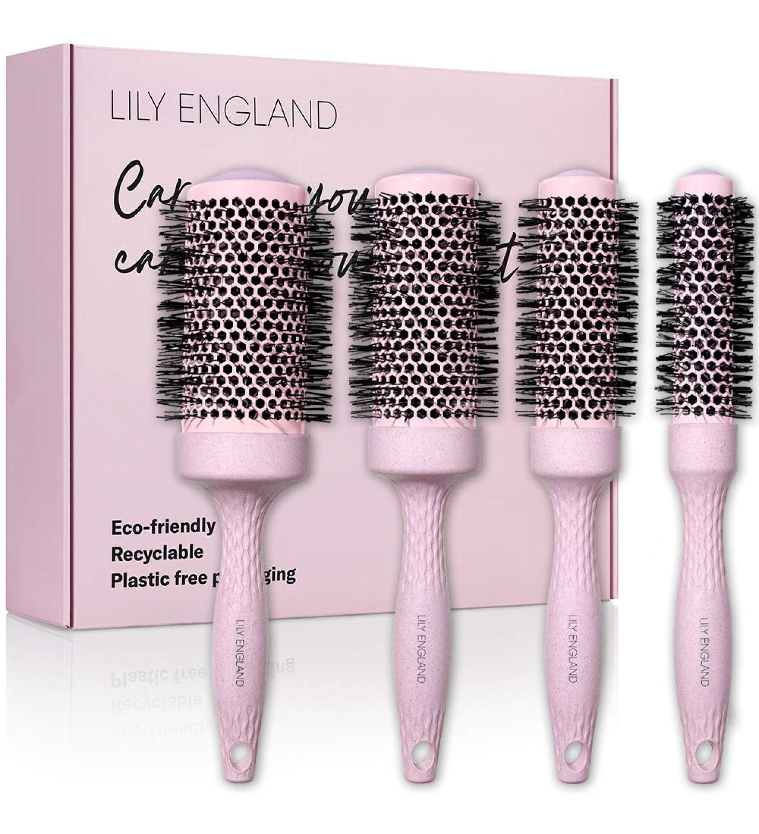 Luxury Round Brush Set for Women - Blowout Hair Brushes - Eco Gift by Lily England (Pink) - Buy Online on GoSupps.com
