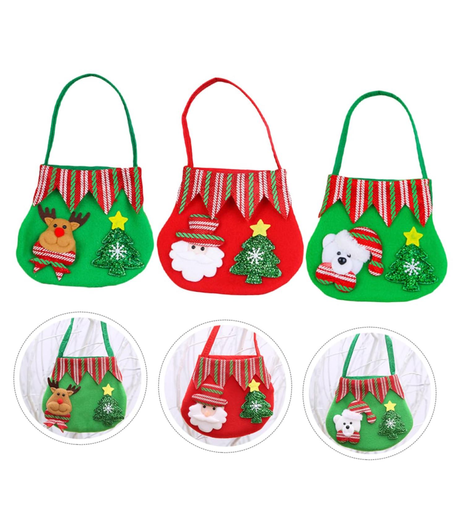 ORFOFE 3pcs Christmas Bag Candy Bags Present Bag Candy Pouch Xmas Tote Bag Cloth Party Supplies - Buy Online on GoSupps.com