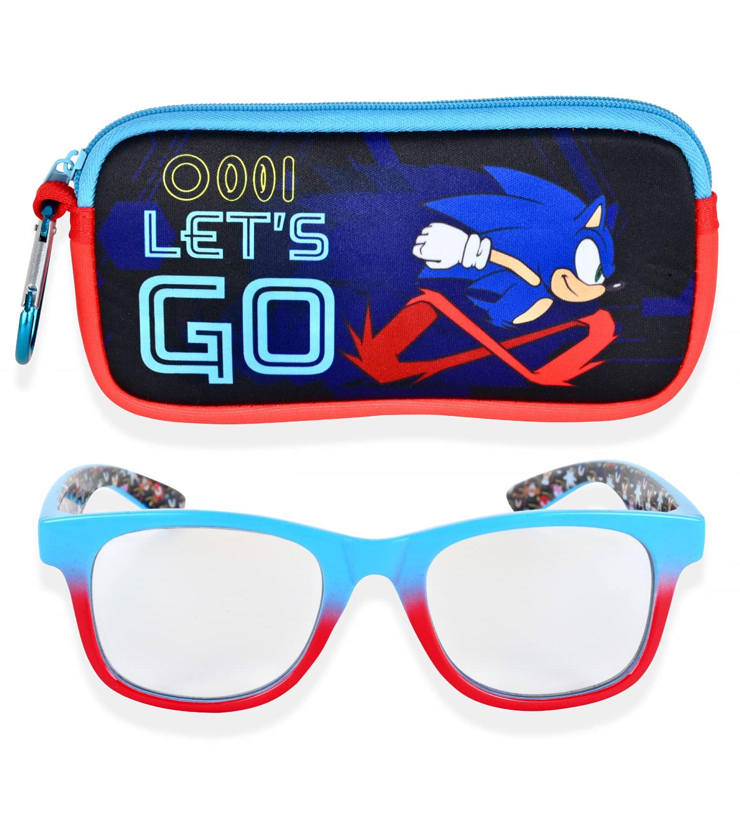 Sonic The Hedgehog Kids Blue Light Glasses with Carrying Case | Gaming Eyewear for Boys in Blue/Red - Buy Online on GoSupps.com