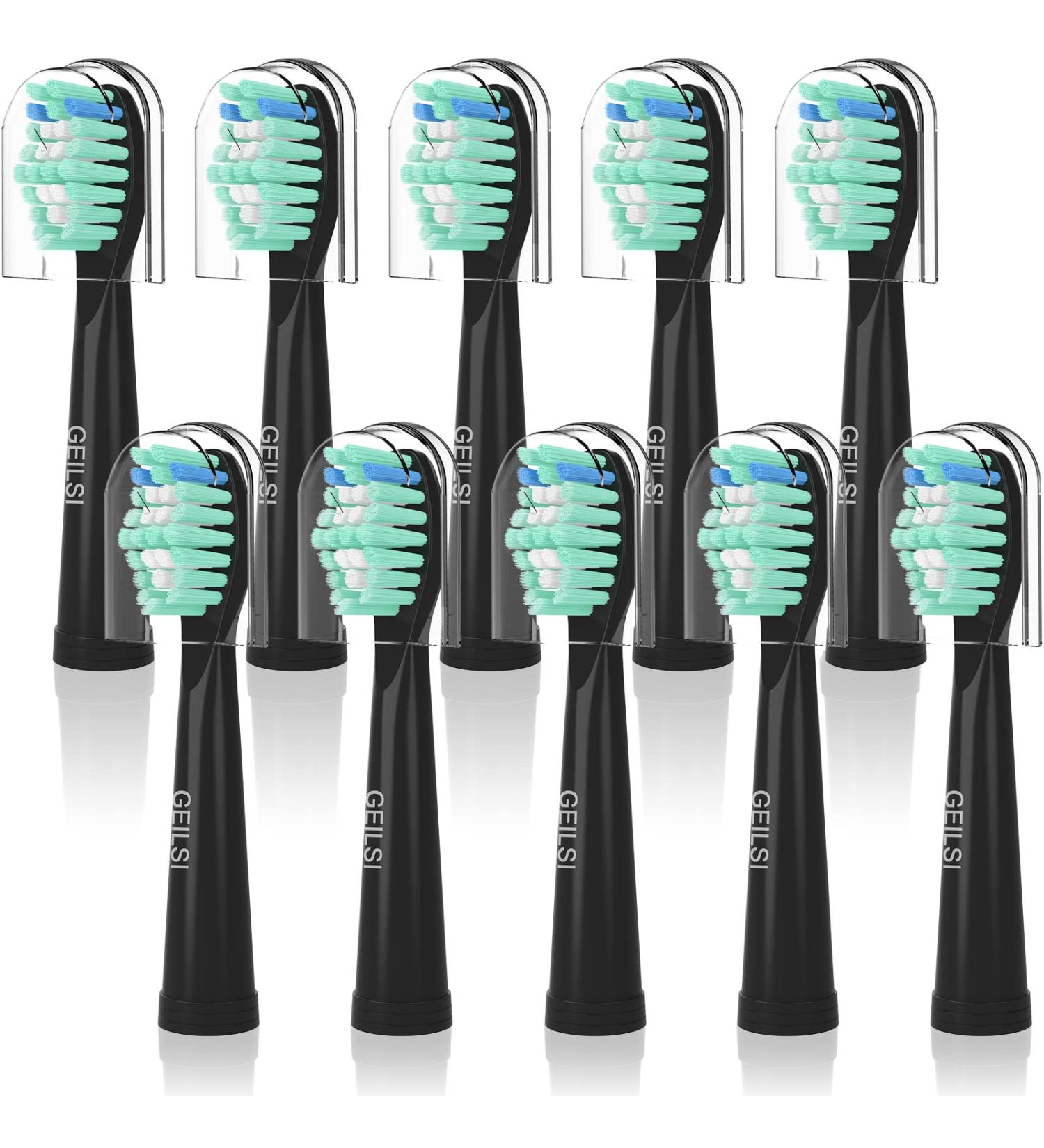 Fairywill Electric Toothbrush Heads Compatible with FW Series - 10 Pack Black - Buy Online on GoSupps.com
