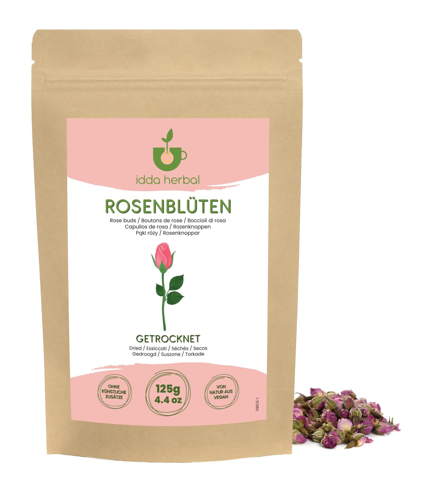  IDDA Herbal IDDA Herbal Dried Rose Buds 125g Whole Rose Buds to Infuse Rose Herbal Tea - Buy Online on GoSupps.com