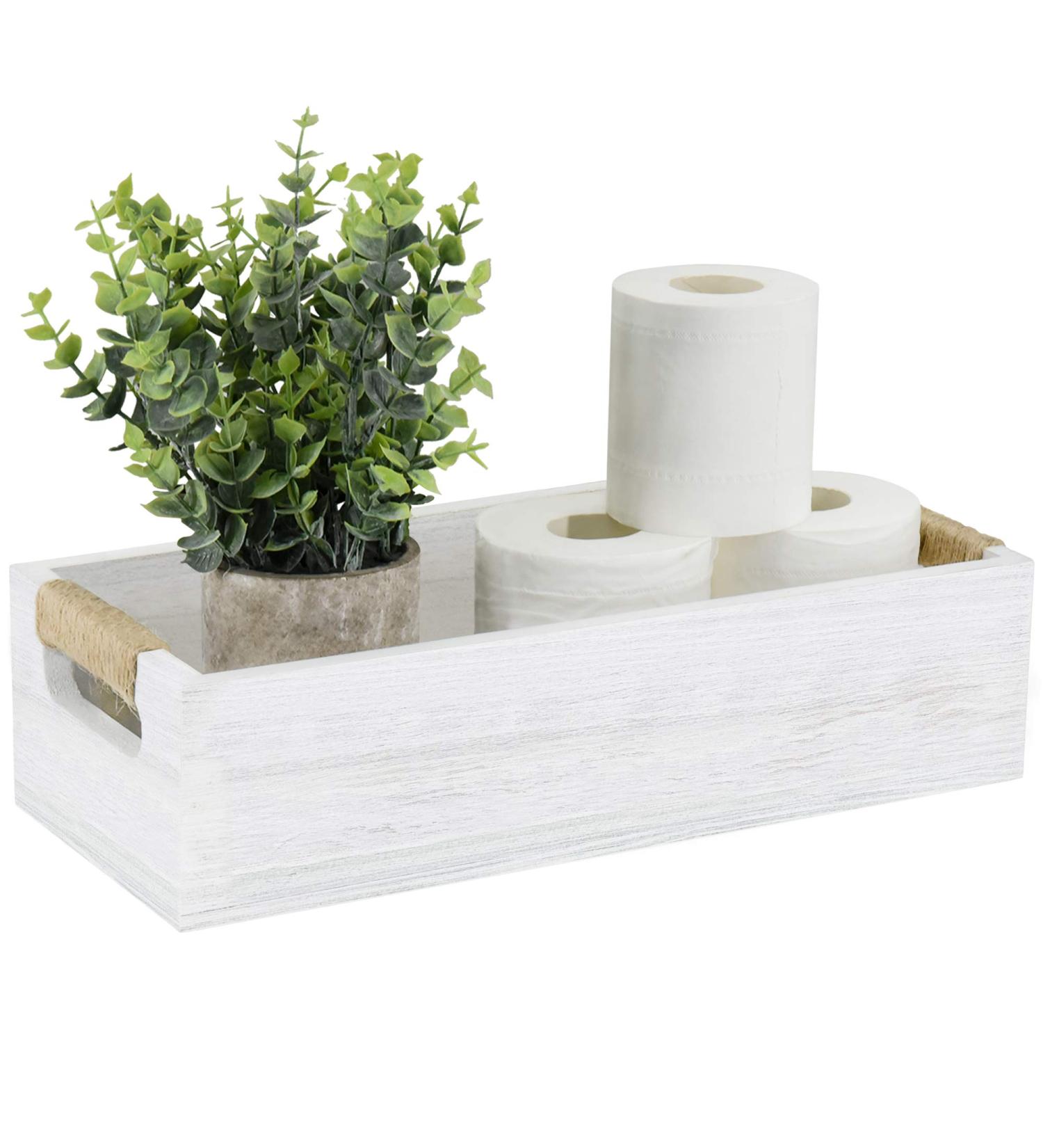 Rustic Farmhouse Toilet Paper Holder with Artificial Flower - Bathroom Decor Box for Home Organization and Storage - Buy Online on GoSupps.com