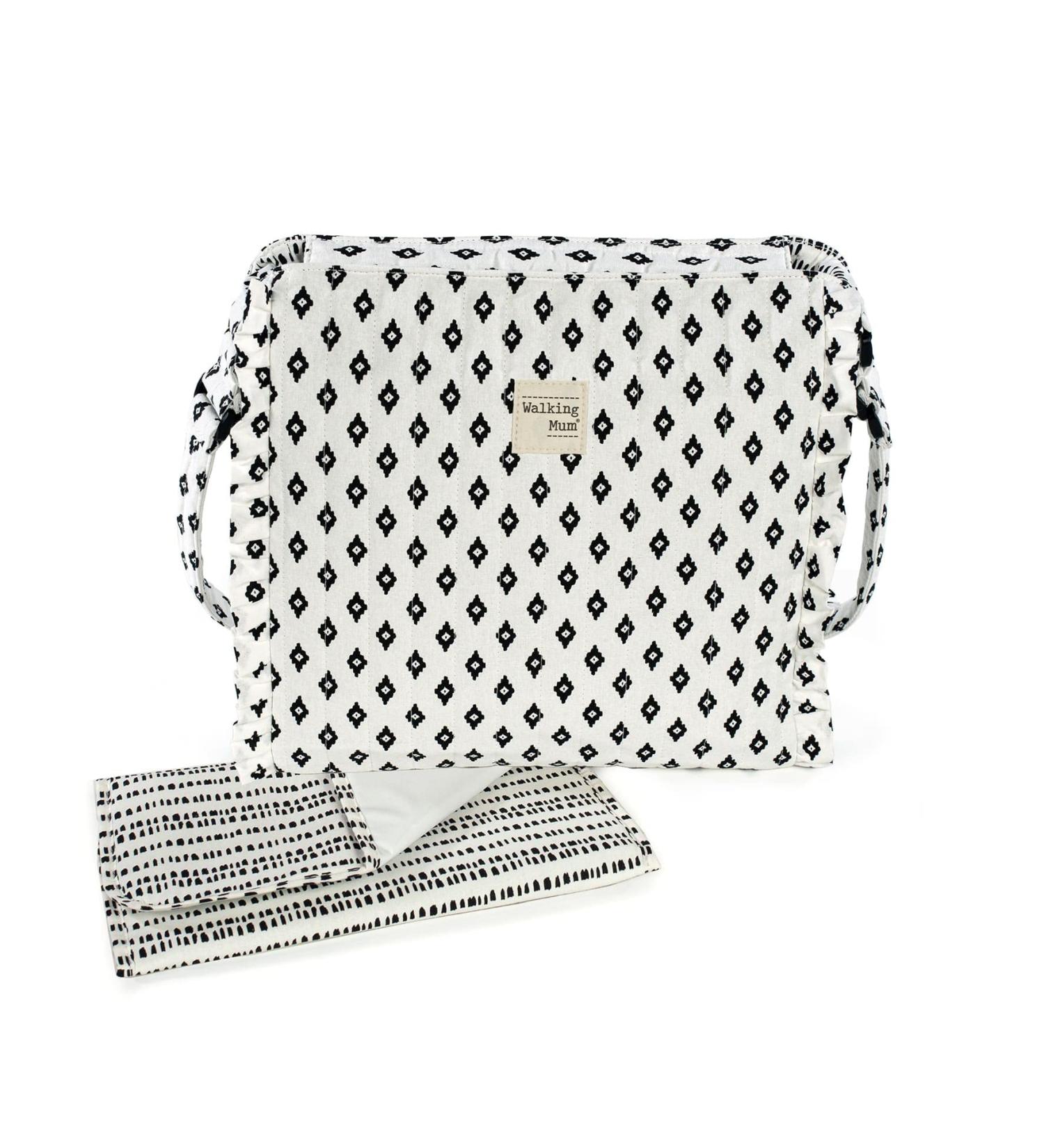 Buy Walking Mum Boho Chic Baby Changing Bag - Stylish White/Black Nappy Bag 32x32x12 cm | International Shipping Available - Buy Online on GoSupps.com