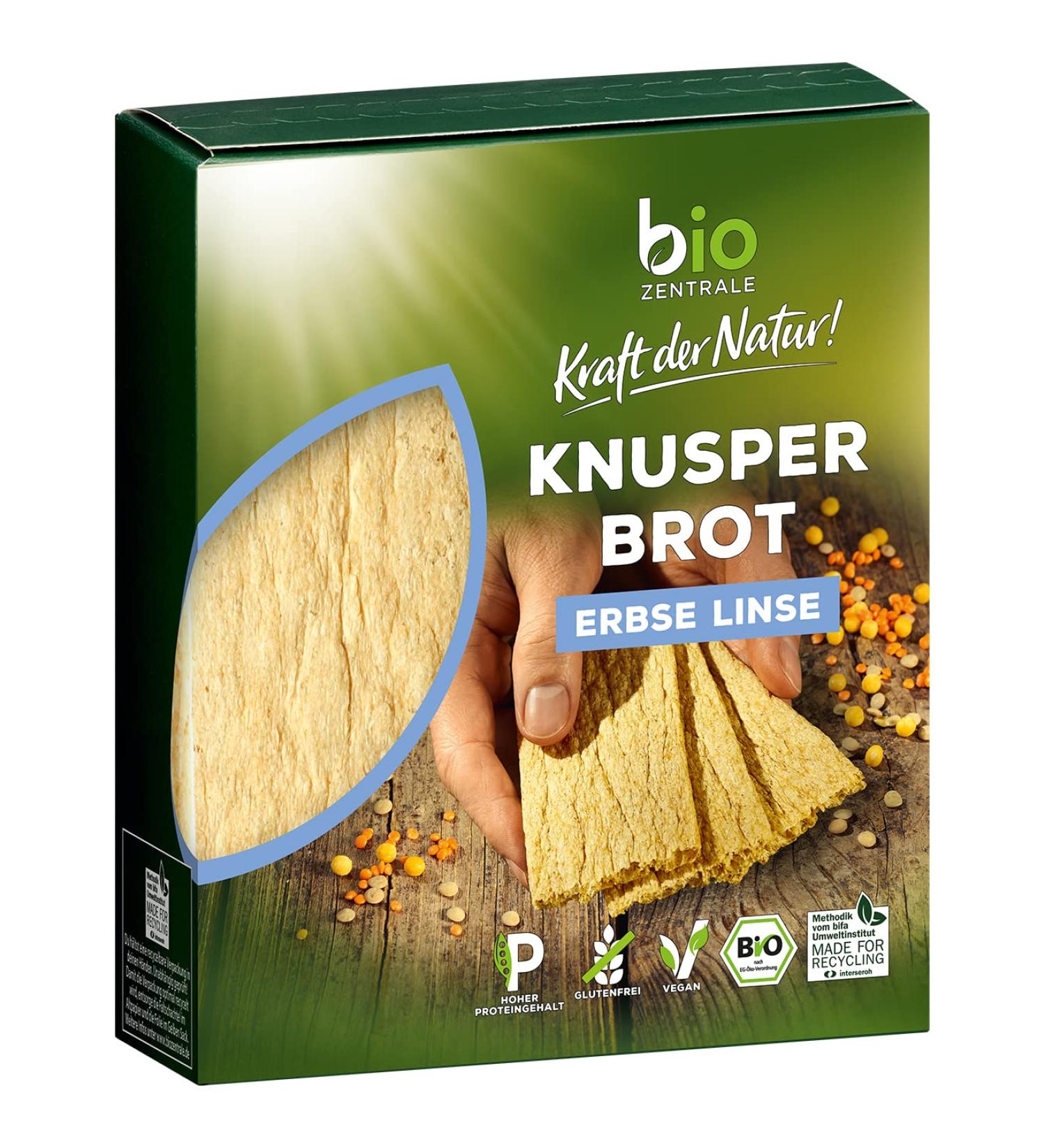Biozentral Knusperbrot Erbse - Vegan & Gluten-Free Crispy Bread | 7x100g | Healthy Snack Alternative - Buy Online on GoSupps.com