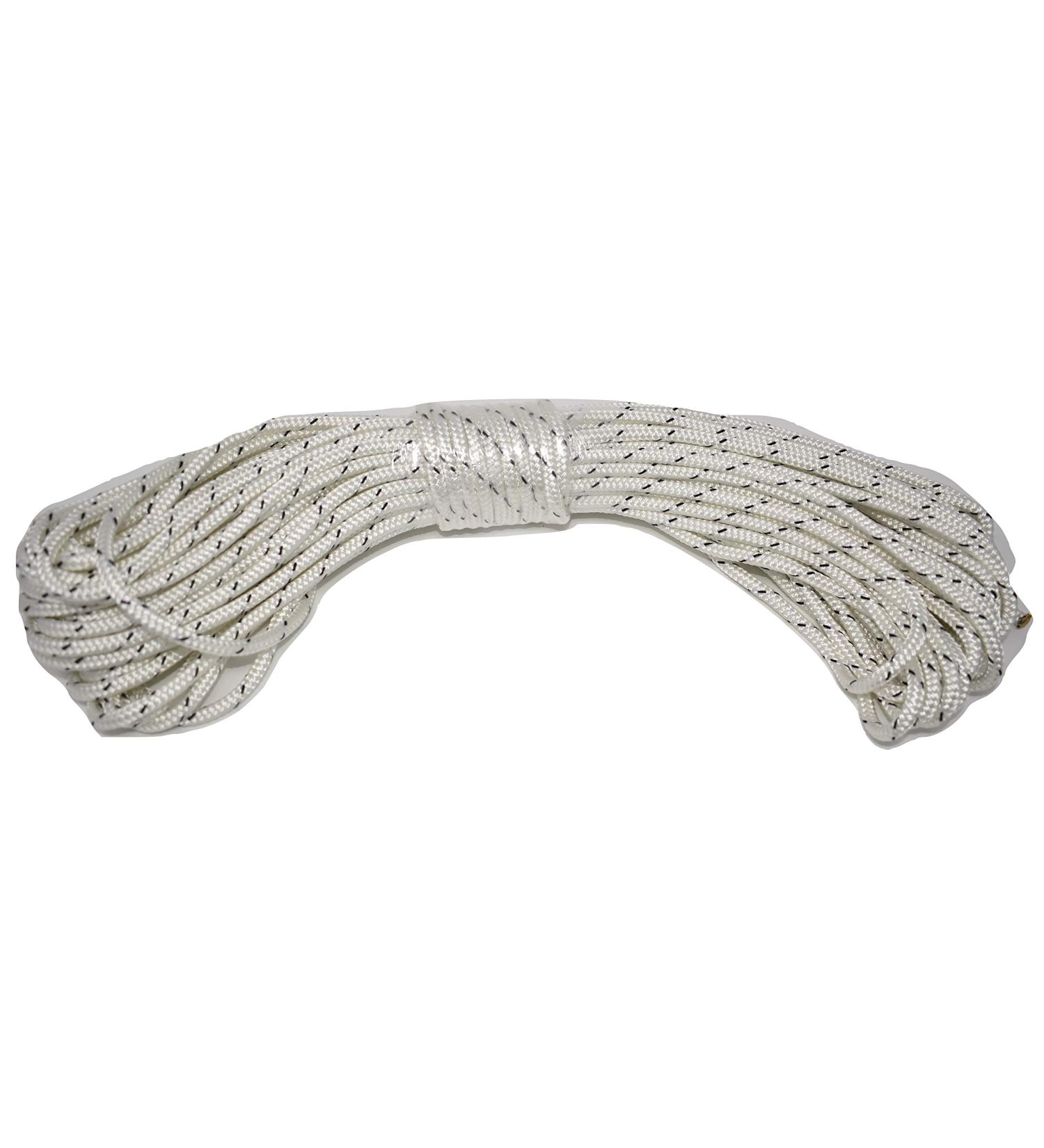 Double Braid Polyester Rope 1/4 Inch by 100 Feet White Black