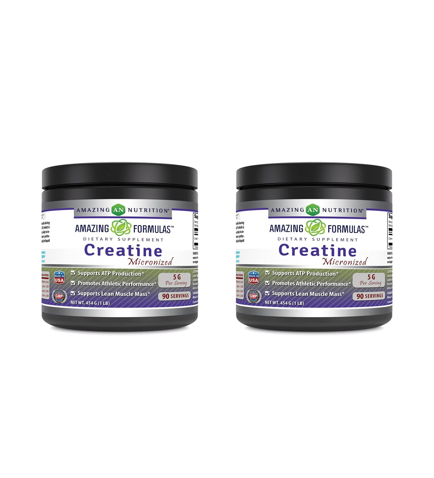 Amazing Formulas Micronized Creatine Monohydrate Supplement | 5000 Mg | Non-GMO | Gluten Free | Made in USA (1 Lb - 2 Pack Unflavored)