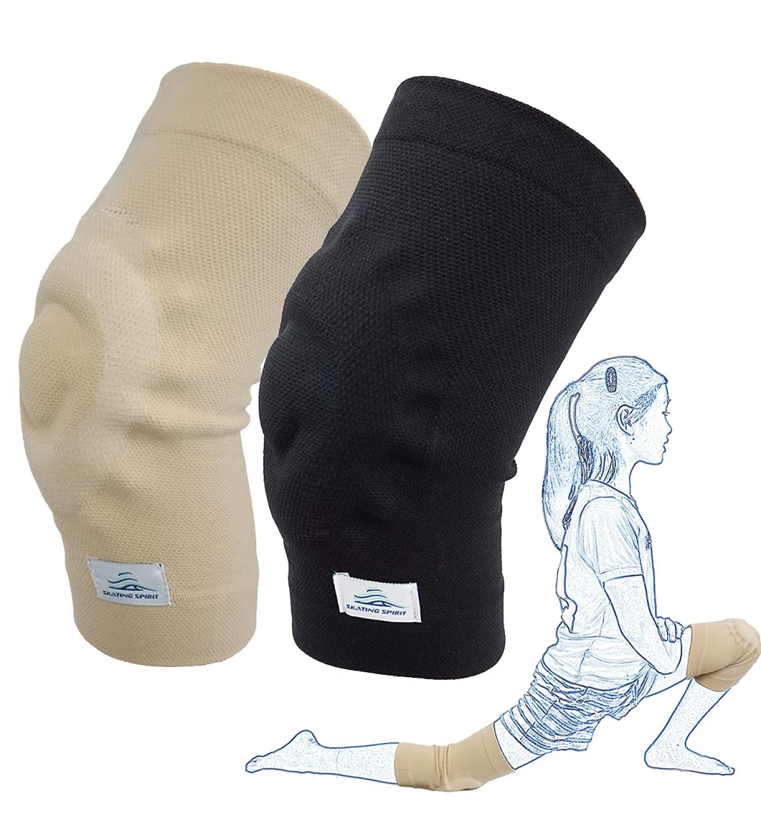 SKATINGSPIRIT Gel Knee Pads - 1 Pair for Dancing, Figure Skating, Gymnastics - Youth and Adult - Black Medium - Buy Online on GoSupps.com
