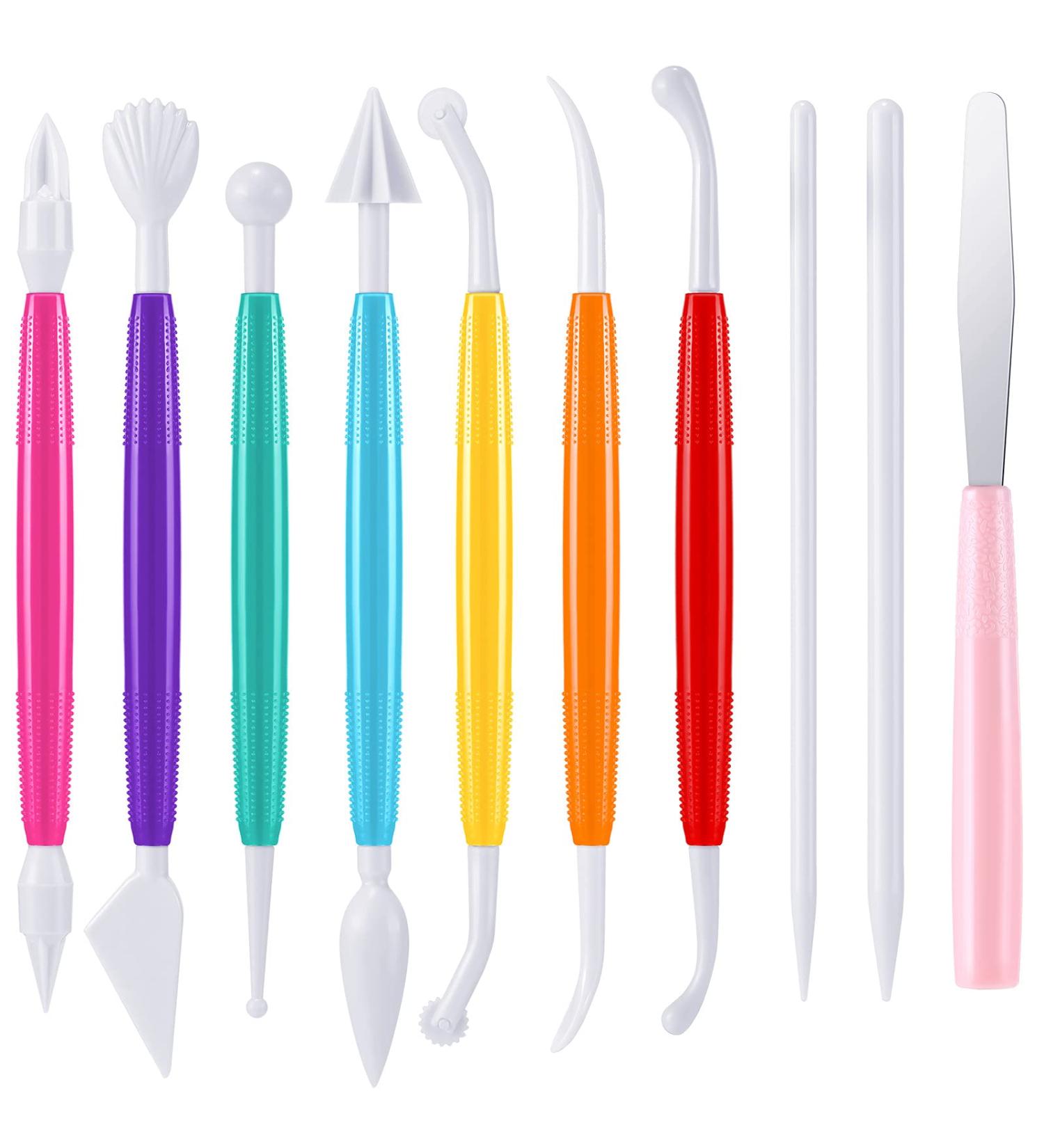 Double Head Plastic Clay Sculpting Tools Kit | Pottery Decor DIY Crafts | Assorted Colors - Set of 10 - Buy Online on GoSupps.com